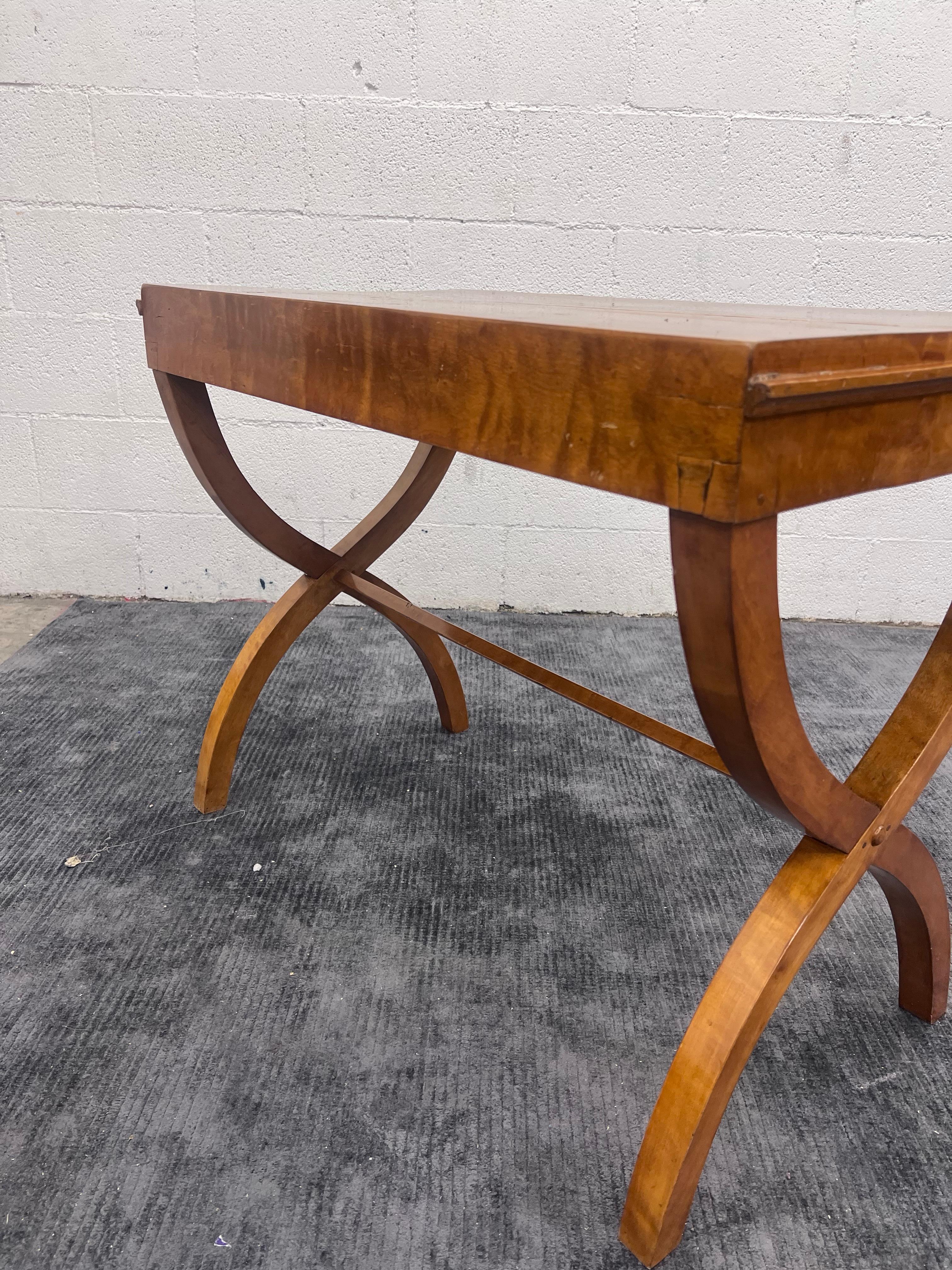 C. 1840-1860s Biedermeier X-Shaped Leg Console Table For Sale 5