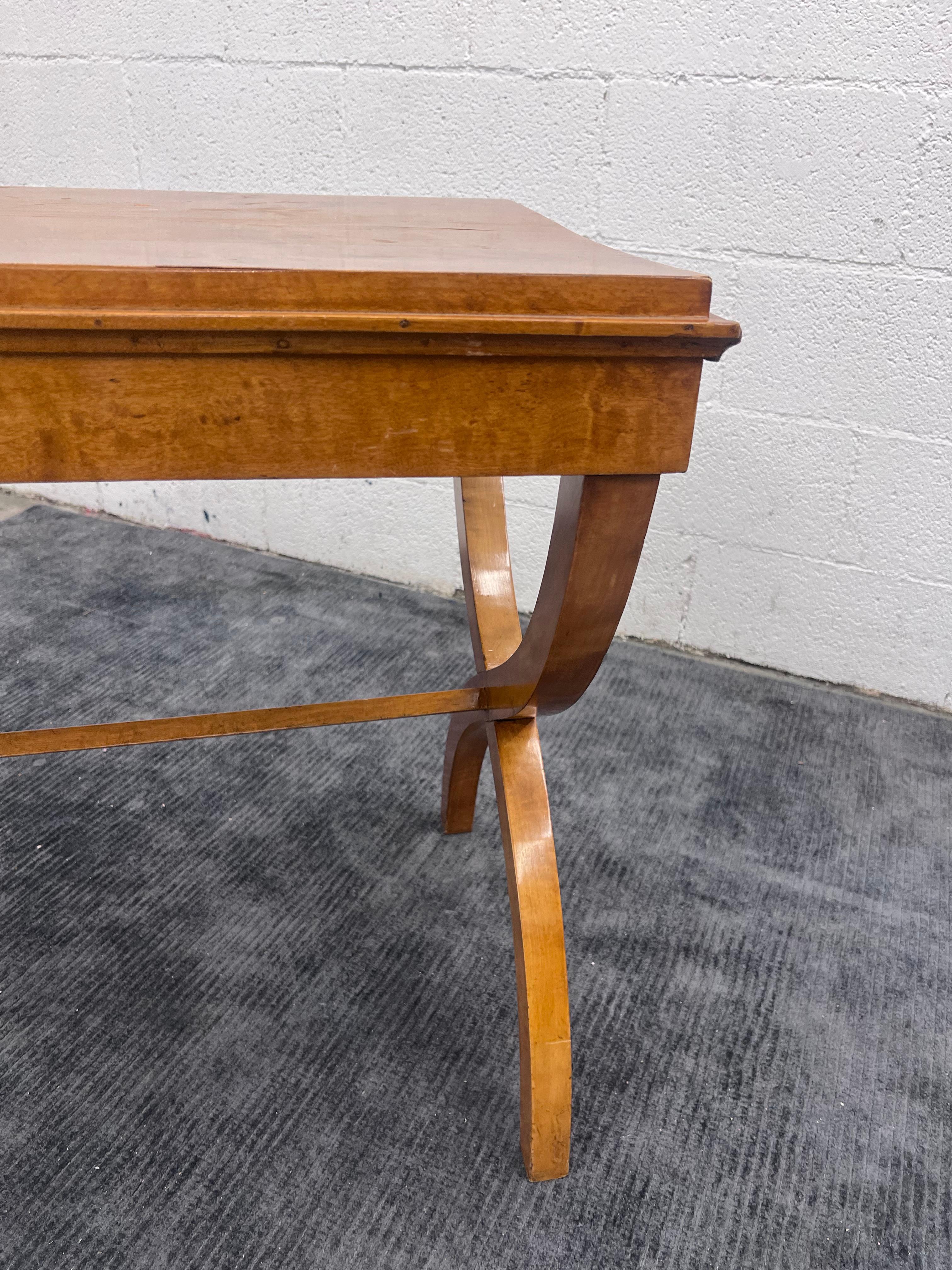 Unknown C. 1840-1860s Biedermeier X-Shaped Leg Console Table For Sale
