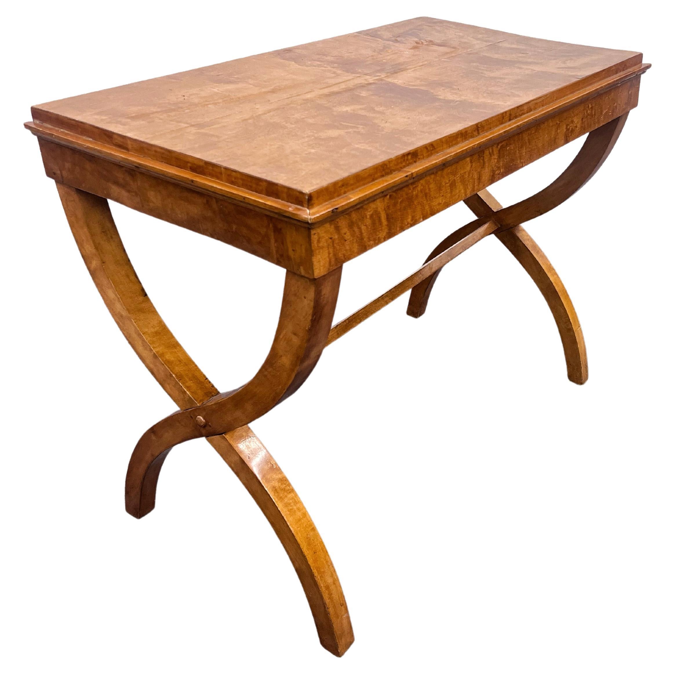 C. 1840-1860s Biedermeier X-Shaped Leg Console Table For Sale