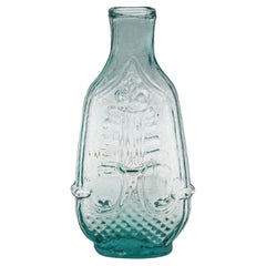 c. 1840-60, Flacone da colonia americano in vetro color acquamarina scura