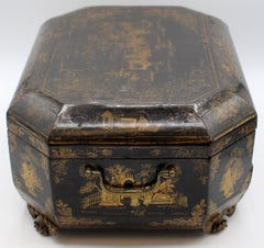c. 1840-60 Vergoldete und mit Lack verzierte chinesische Export-Nähbox