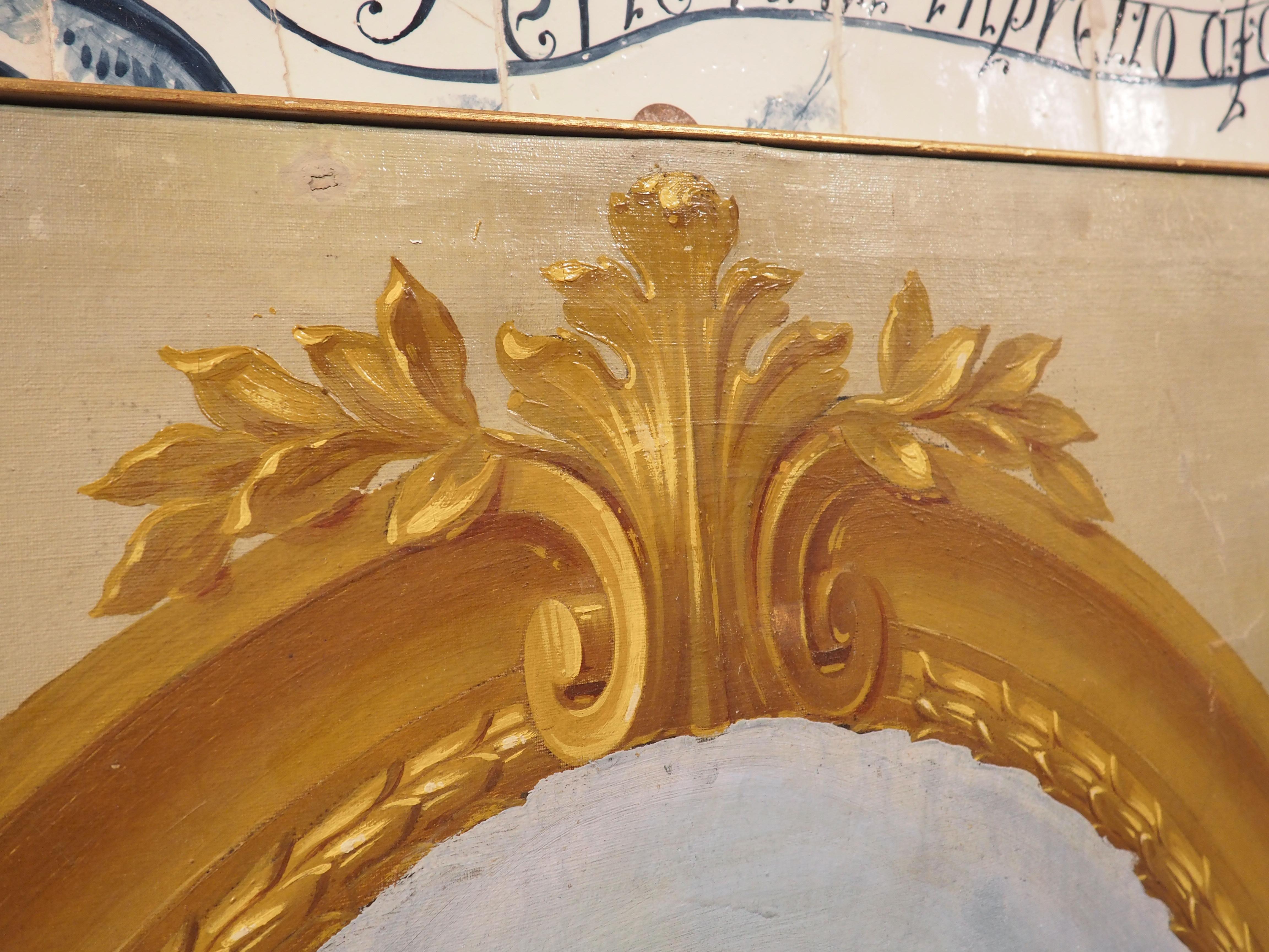 C. 1840 French Boiserie Painting, the Allegory of Spring and the Arms of France For Sale 7