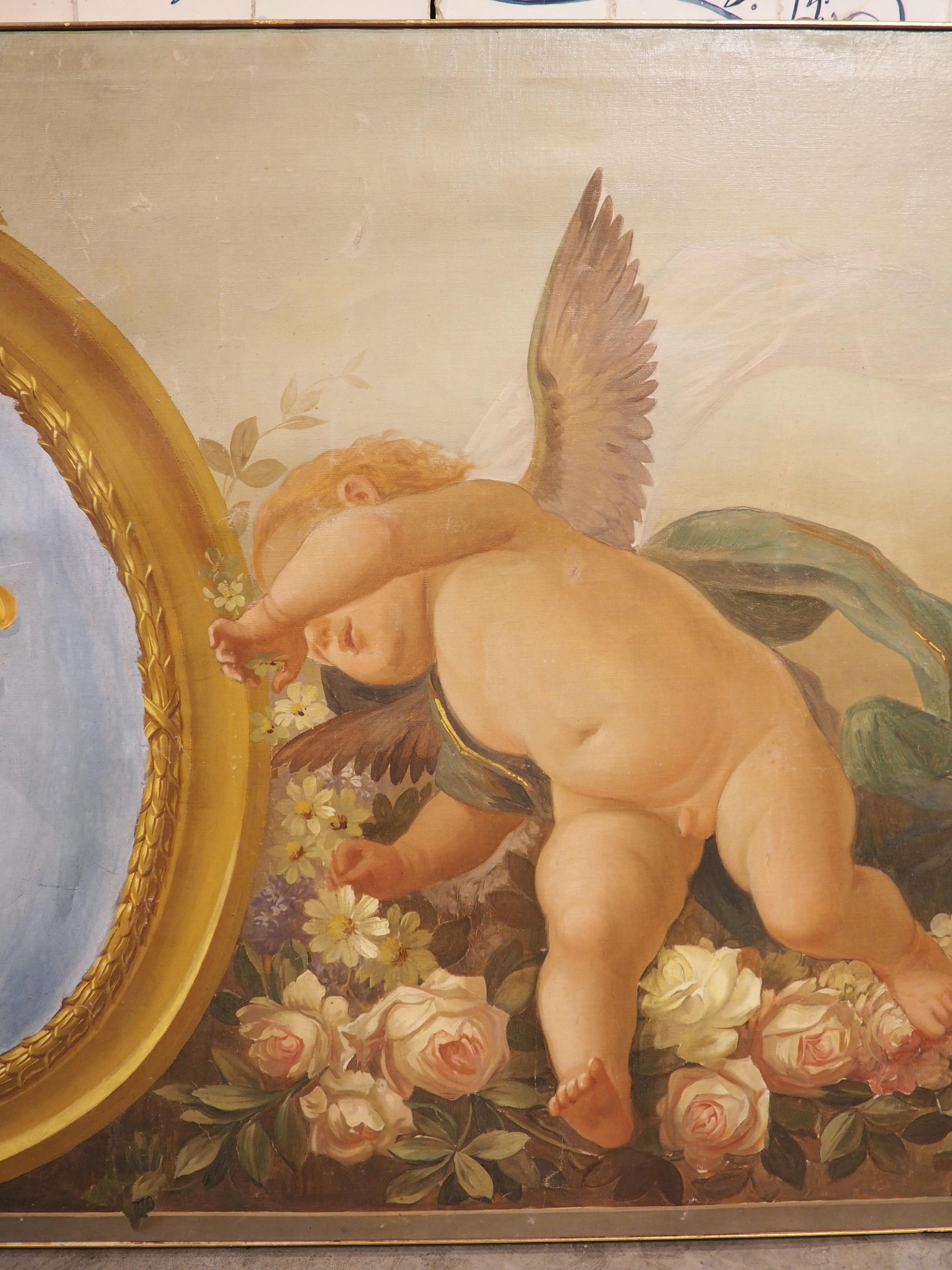 C. 1840 French Boiserie Painting, the Allegory of Spring and the Arms of France For Sale 8