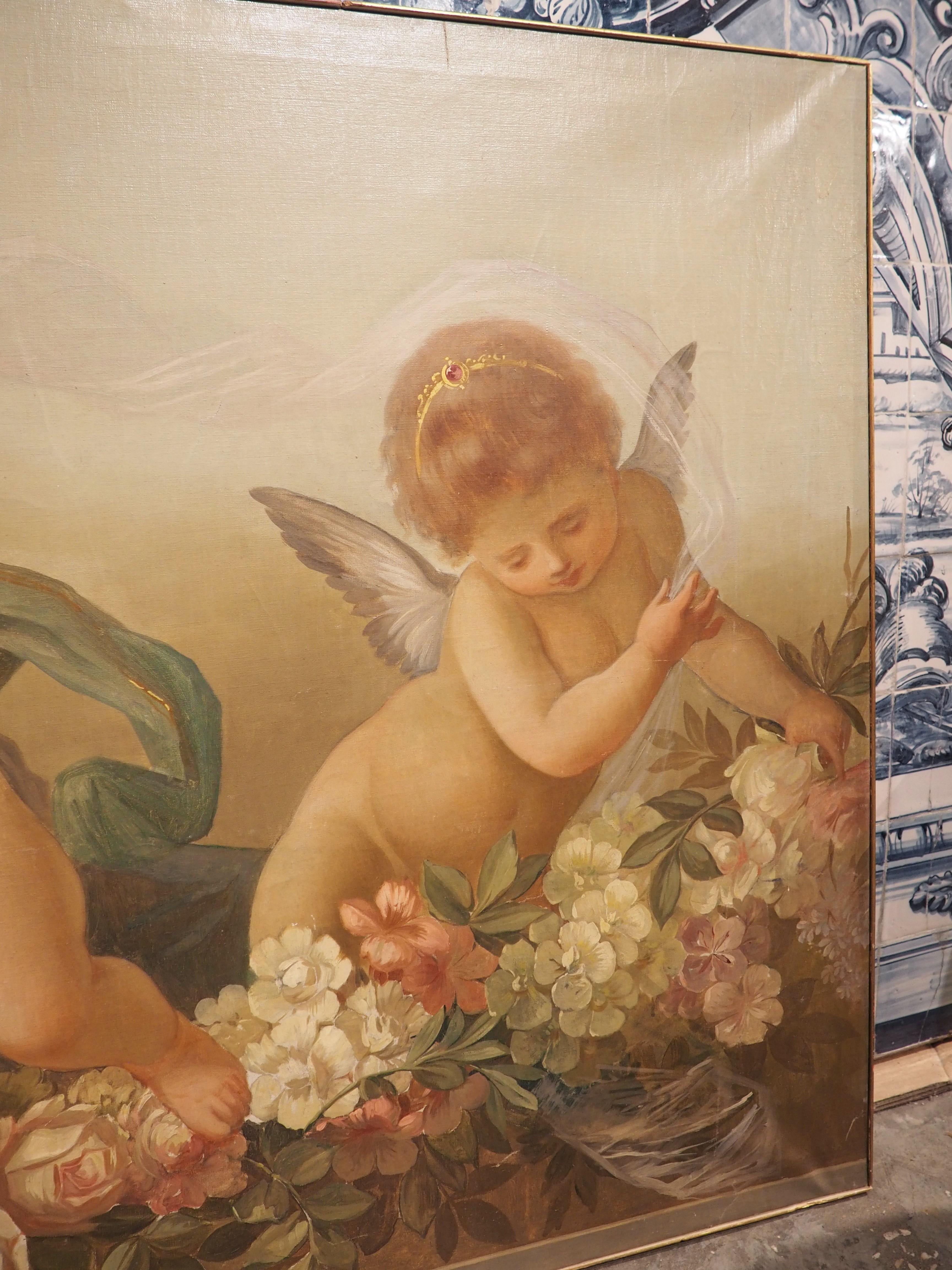C. 1840 Pintura francesa de boiserie, la Alegoría de la Primavera y las Armas de Francia en venta 8