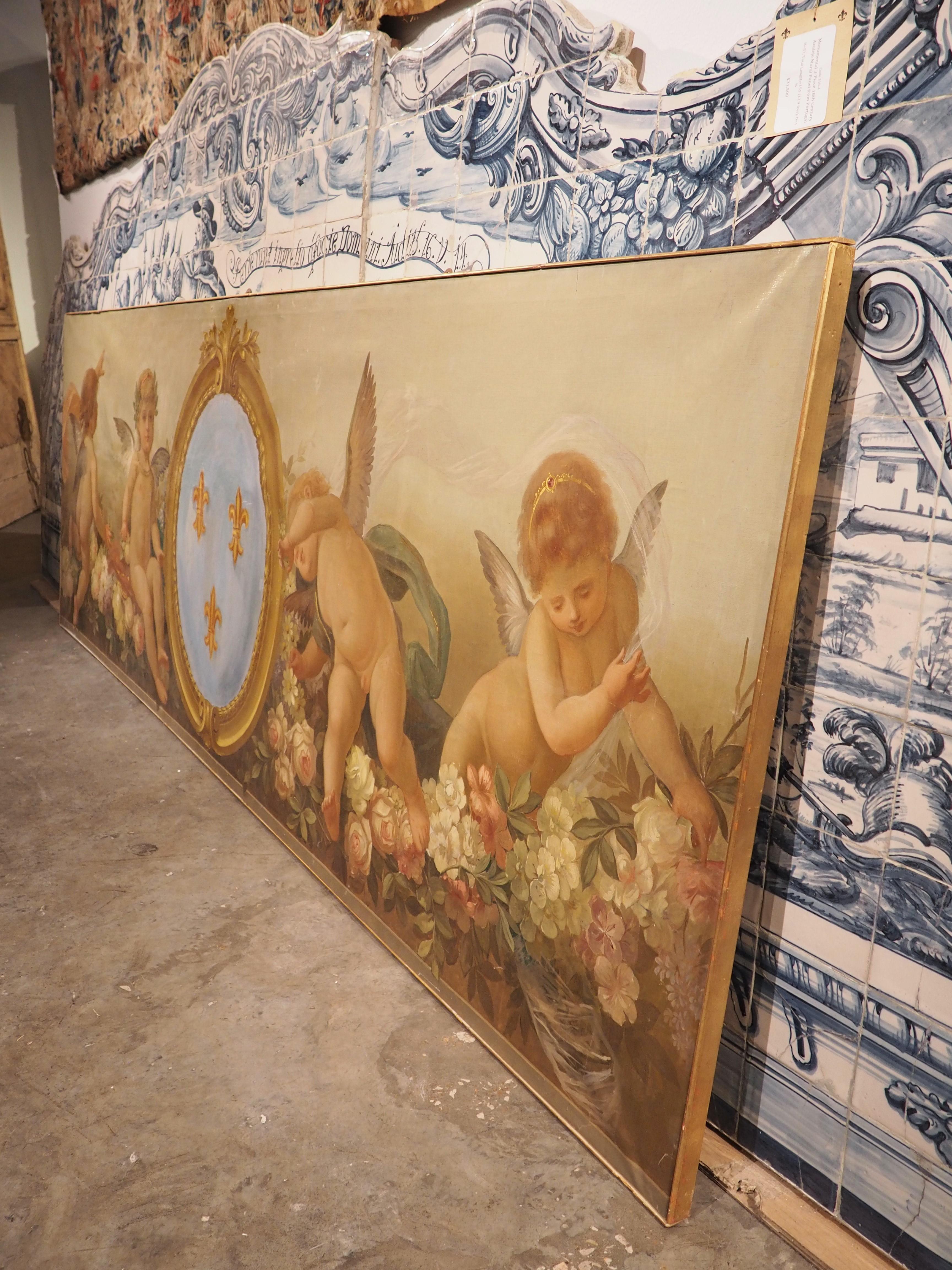 C. 1840 French Boiserie Painting, the Allegory of Spring and the Arms of France For Sale 13