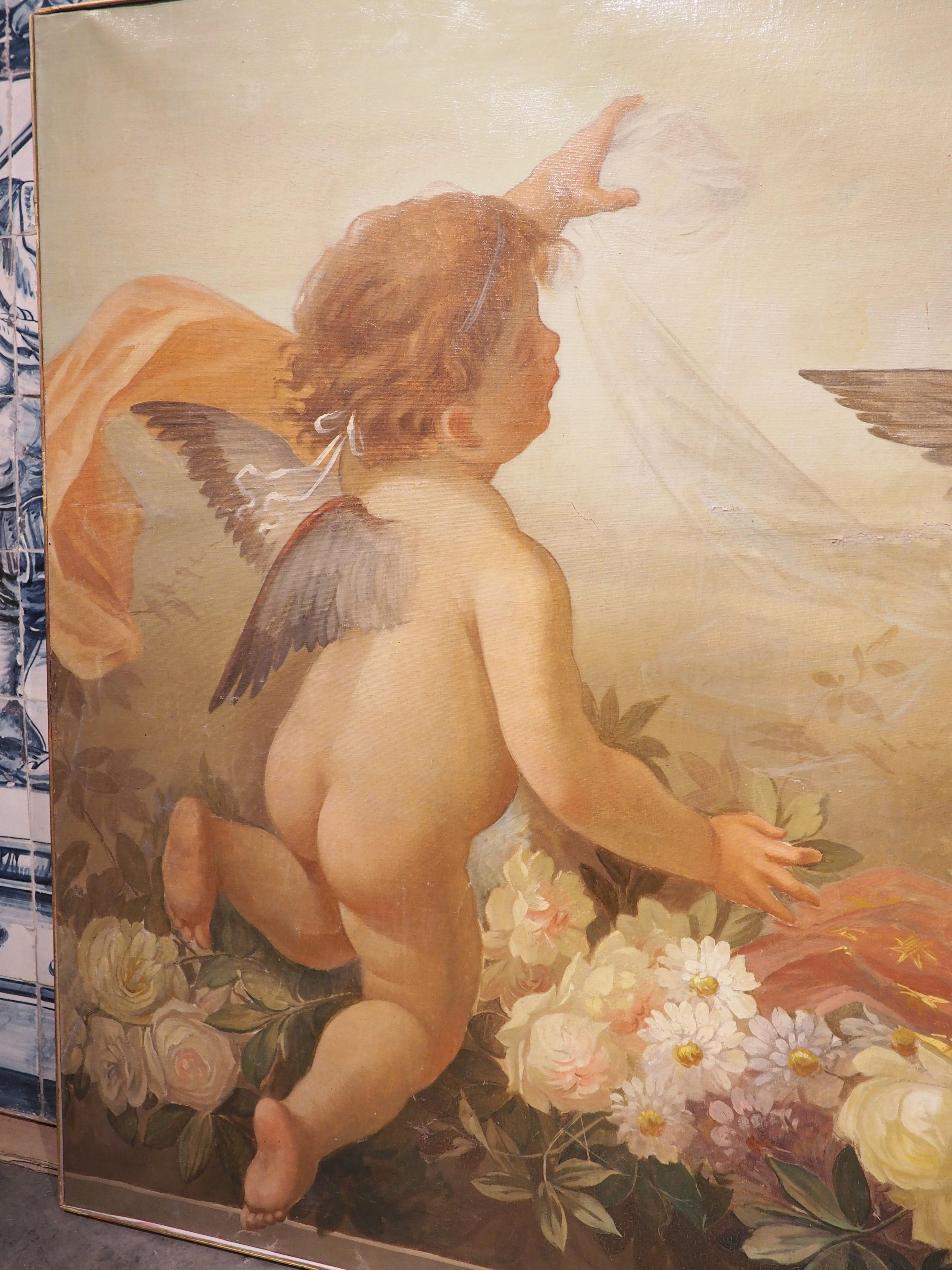 C. 1840 French Boiserie Painting, the Allegory of Spring and the Arms of France For Sale 2