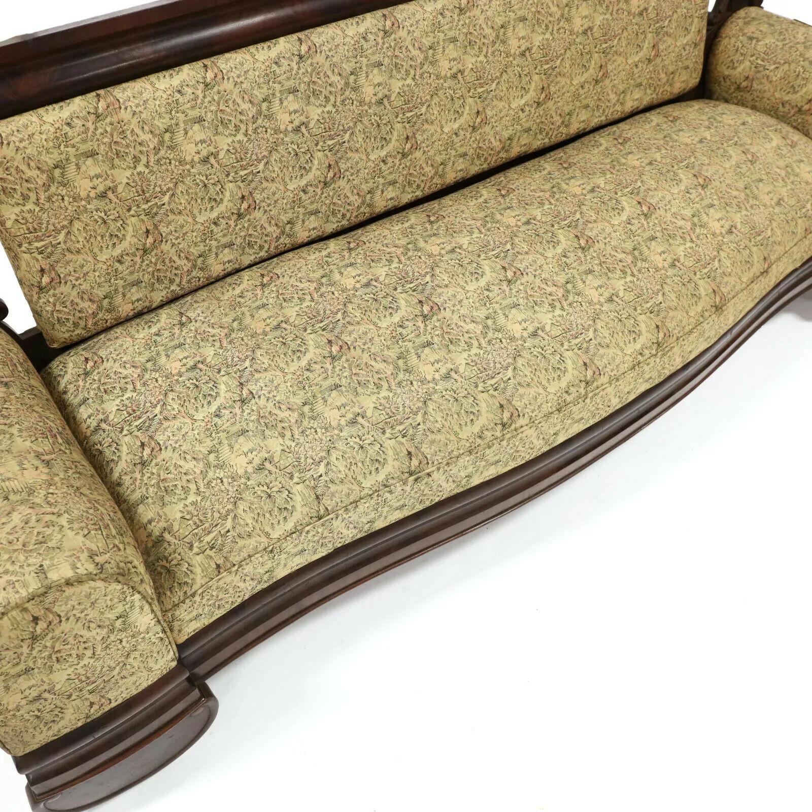 Handsome Antique Sofa, American Classical Mahogany, Tapestry Style Upholstery, Circa 1840's, 19th Century!!

Experience the charm of a classic American mahogany sofa from the mid-19th century with this antique piece. Upholstered in striking
