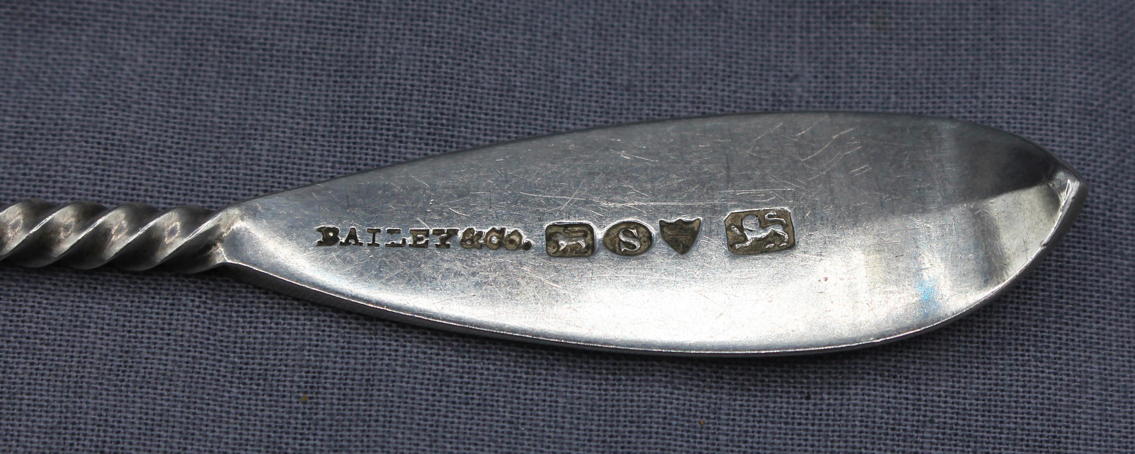 c. 1848-1865 Set di 8 cucchiaini in argento sterling di Bailey & Co. In condizioni buone in vendita a Chapel Hill, NC