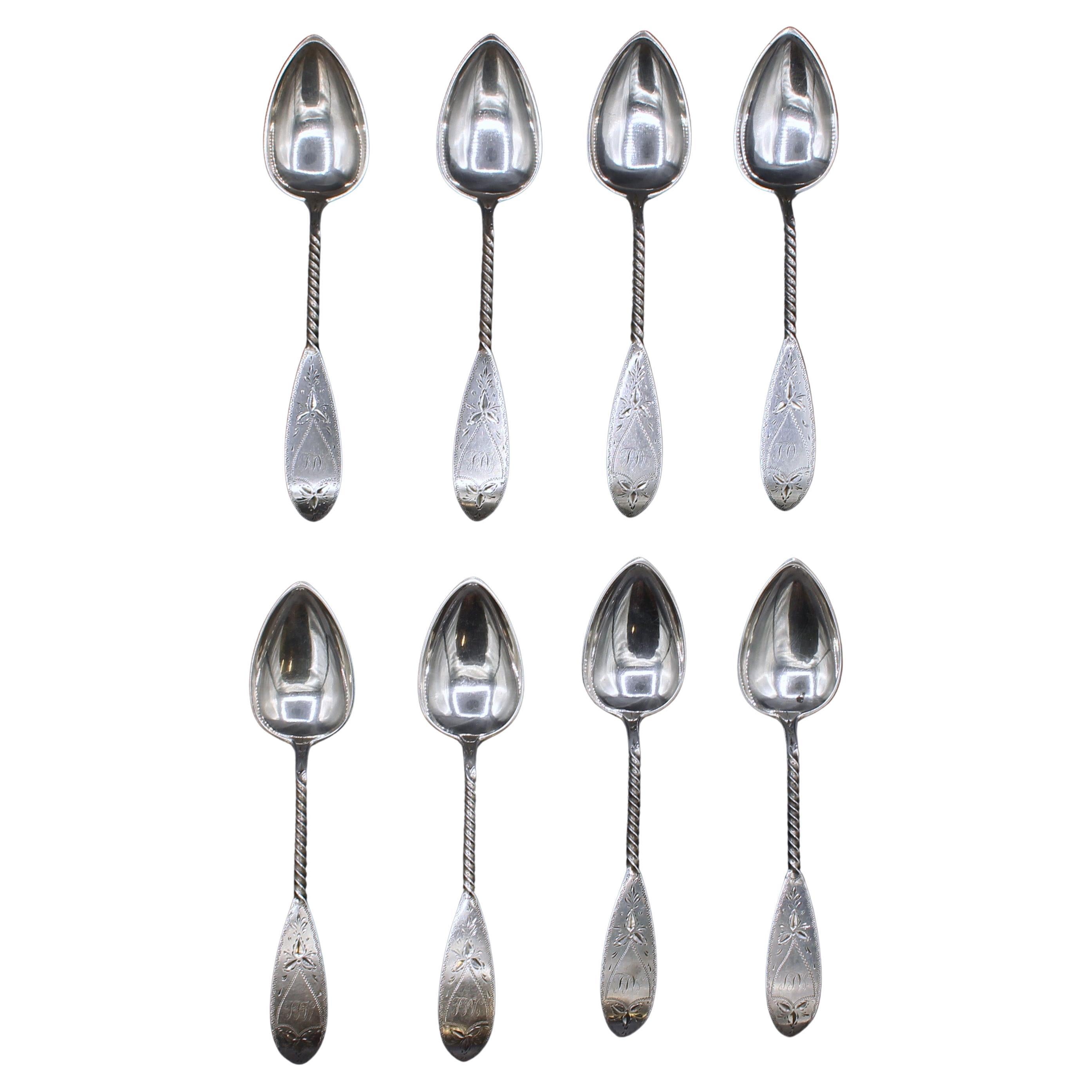 c. 1848-1865 Set di 8 cucchiaini in argento sterling di Bailey & Co. in vendita