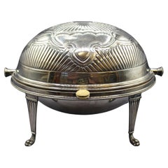 C. 1850-80 English Silver Plated Repousse Revolving Hunt or Breakfast Tureen