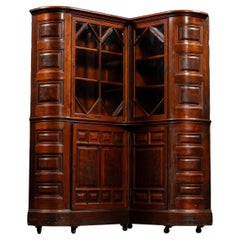 c. 1850 English Mahogany Renaissance Revival Corner Library Cabinet c. 1850 English Mahogany Renaissance Revival Corner Library Cabinet