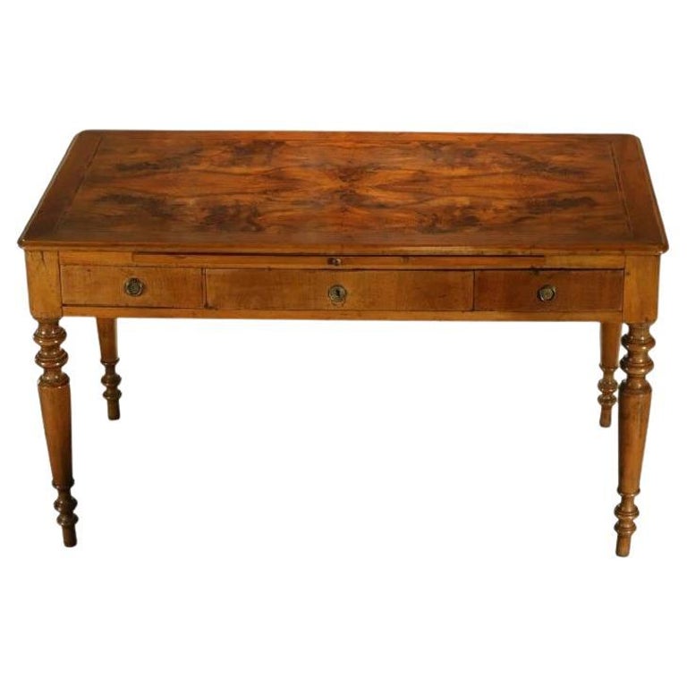 C. 1850 Italian Burl Walnut Writing Desk For Sale at 1stDibs