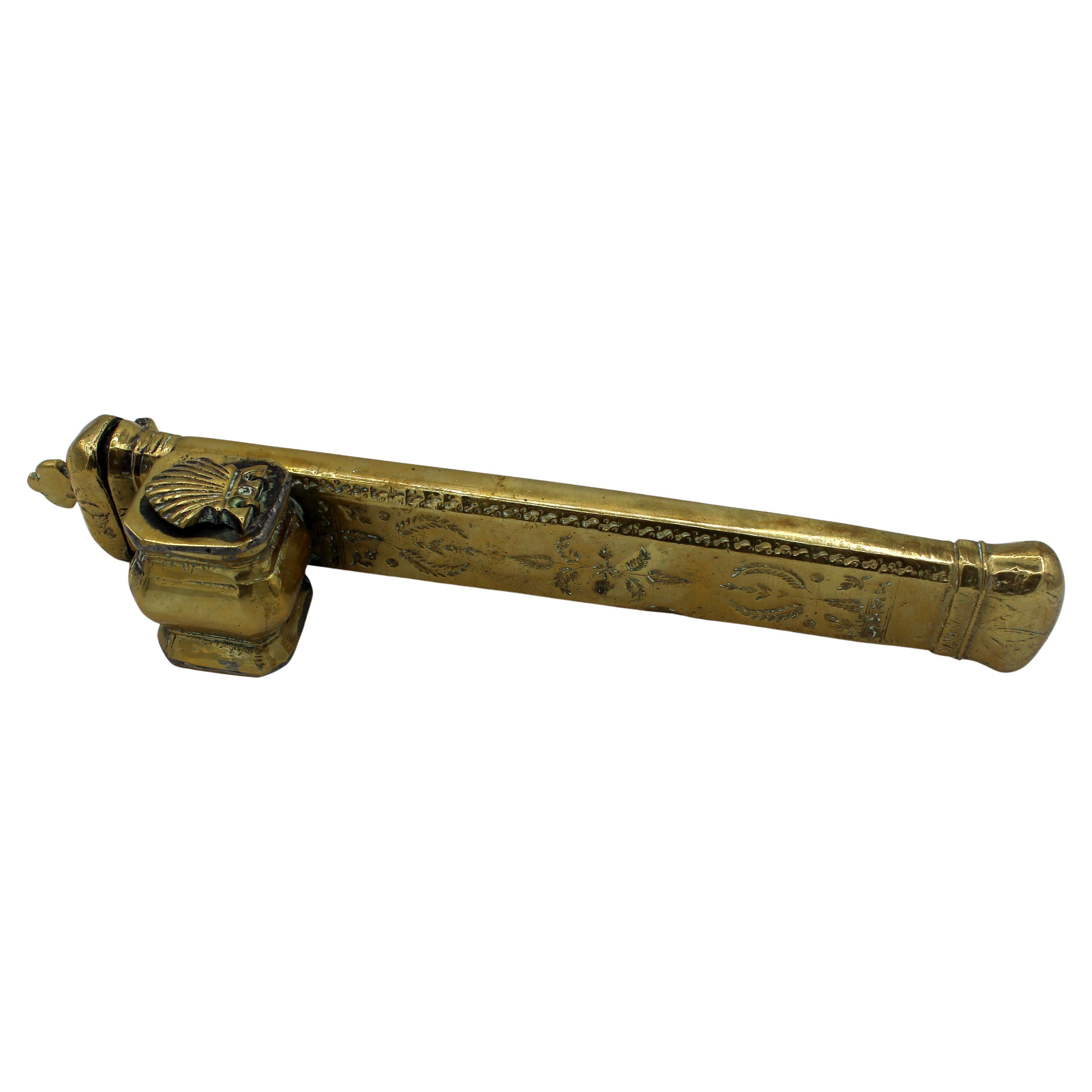 c. 1850 Middle Eastern Islamic Brass Inkwell & Pen Case