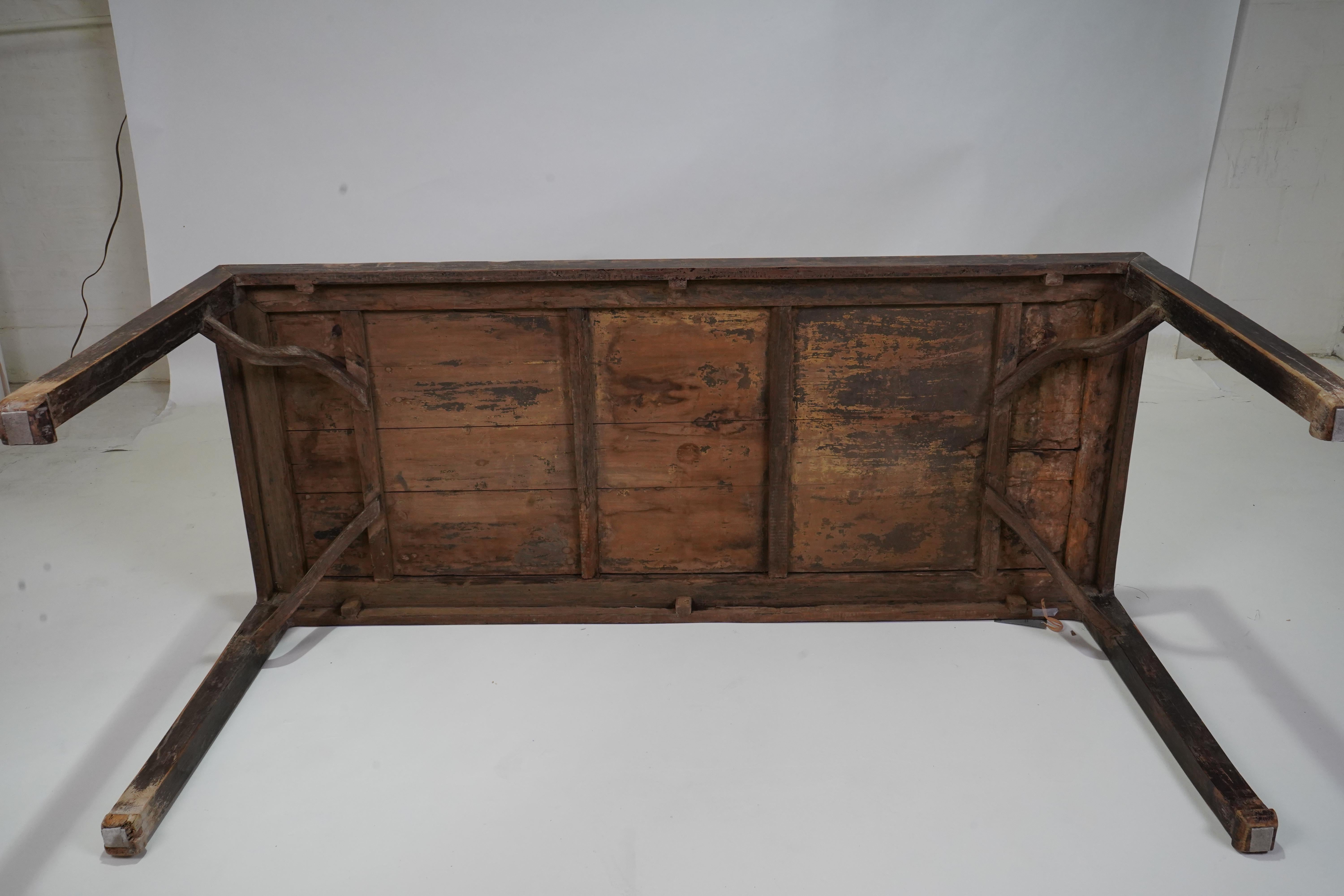 C. 1850 Ming Style Chinese Painting Table with Horse Hoof Legs For Sale 7