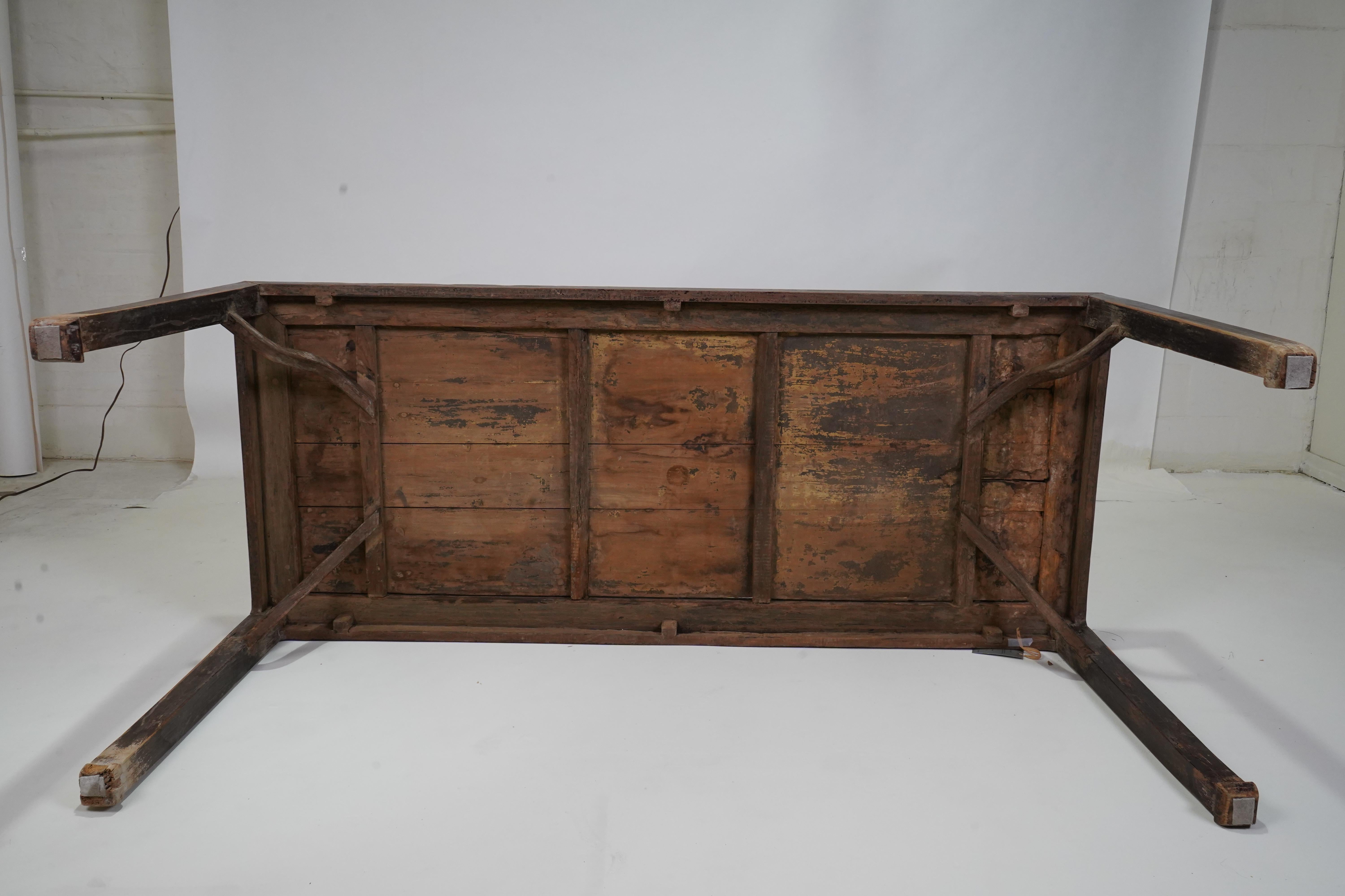 C. 1850 Ming Style Chinese Painting Table with Horse Hoof Legs For Sale 8