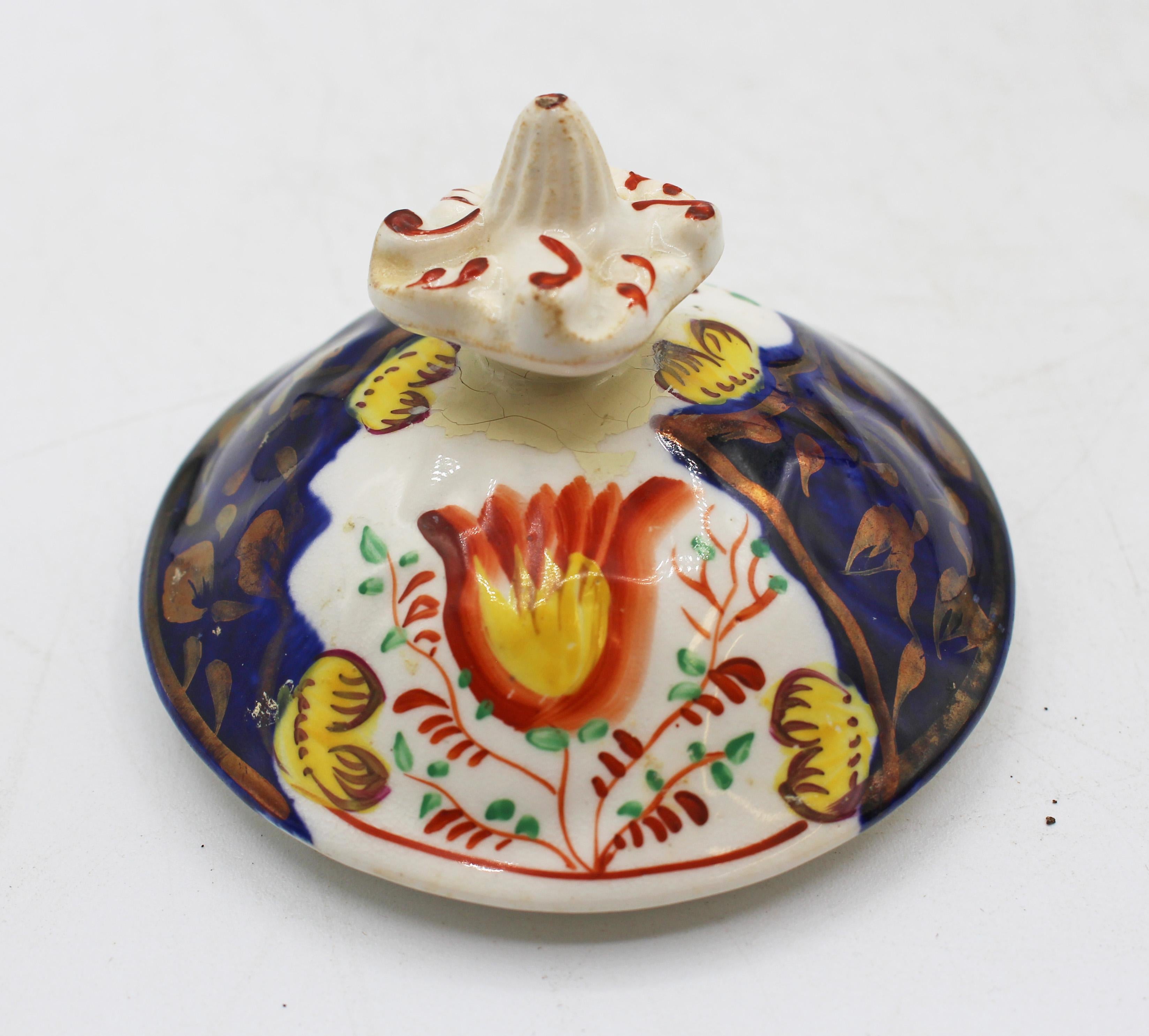 C. 1850s English Staffordshire Gaudy Welsh Swansea Cottage Tulip Pattern Tea Pot im Angebot 1