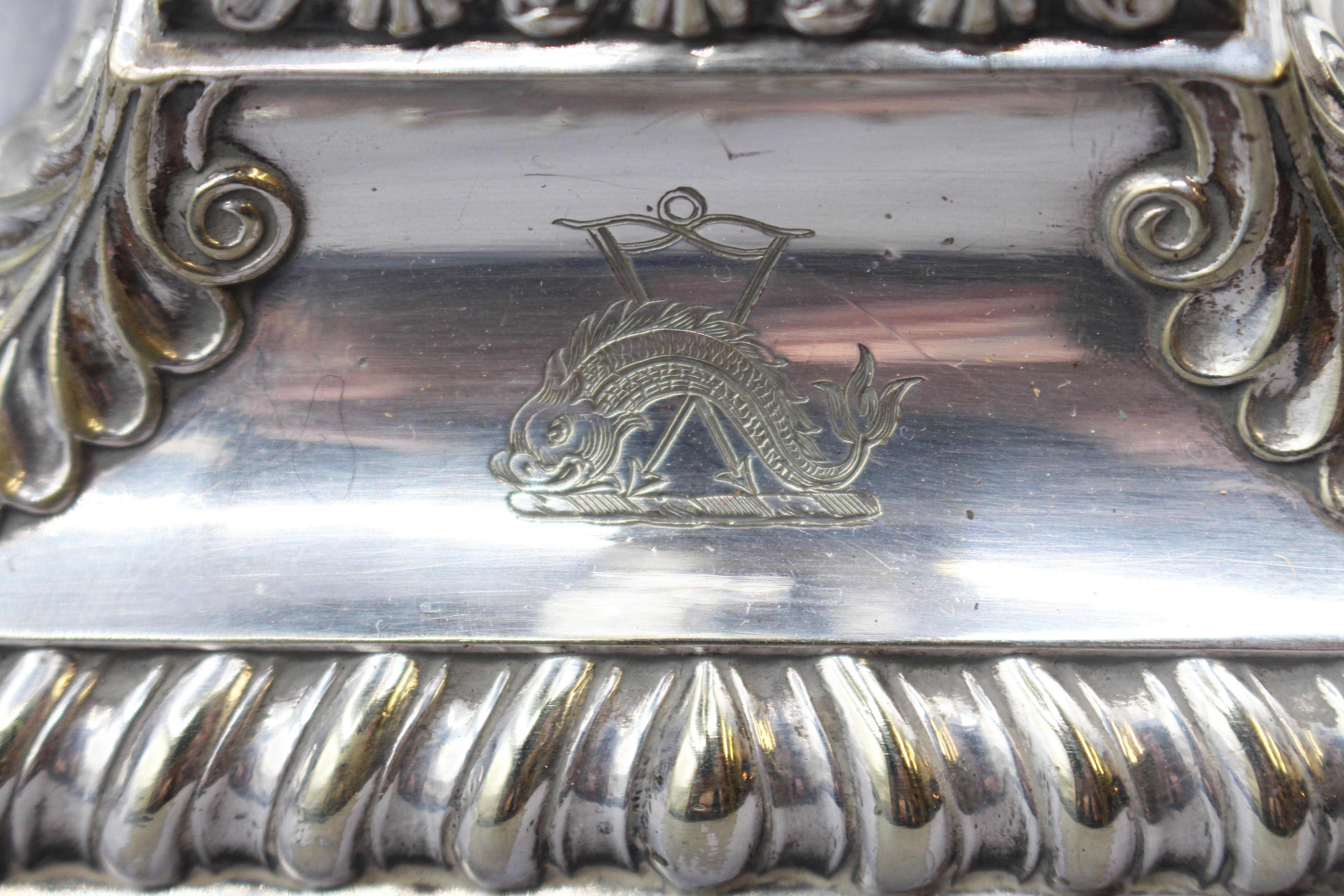 C. 1853-1867 English Pair of Silver Plate on Copper Armorial Candlesticks For Sale 2