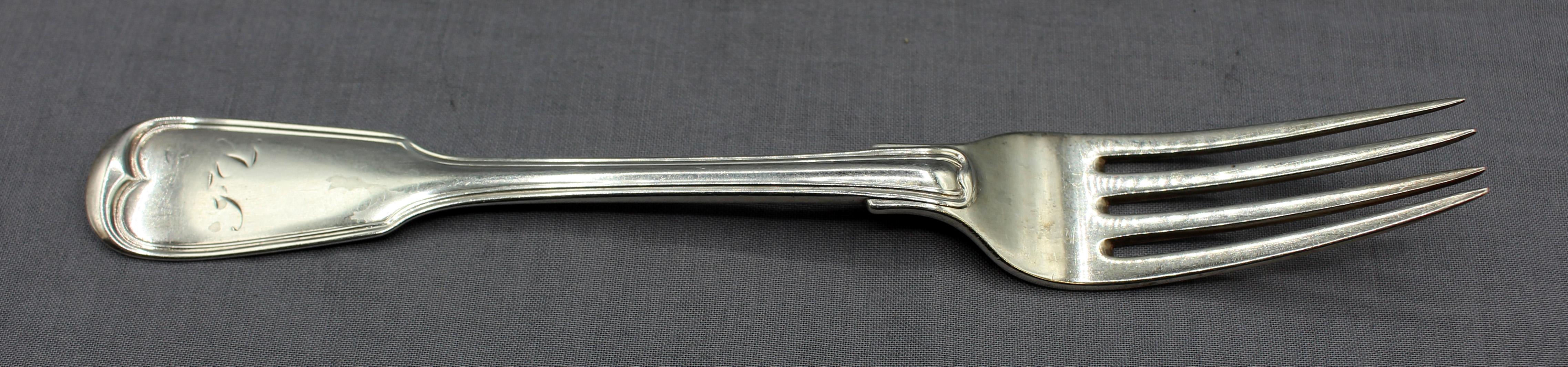 Victorian c. 1855-69 Set of 6 German Dinner Forks by L. Victor For Sale