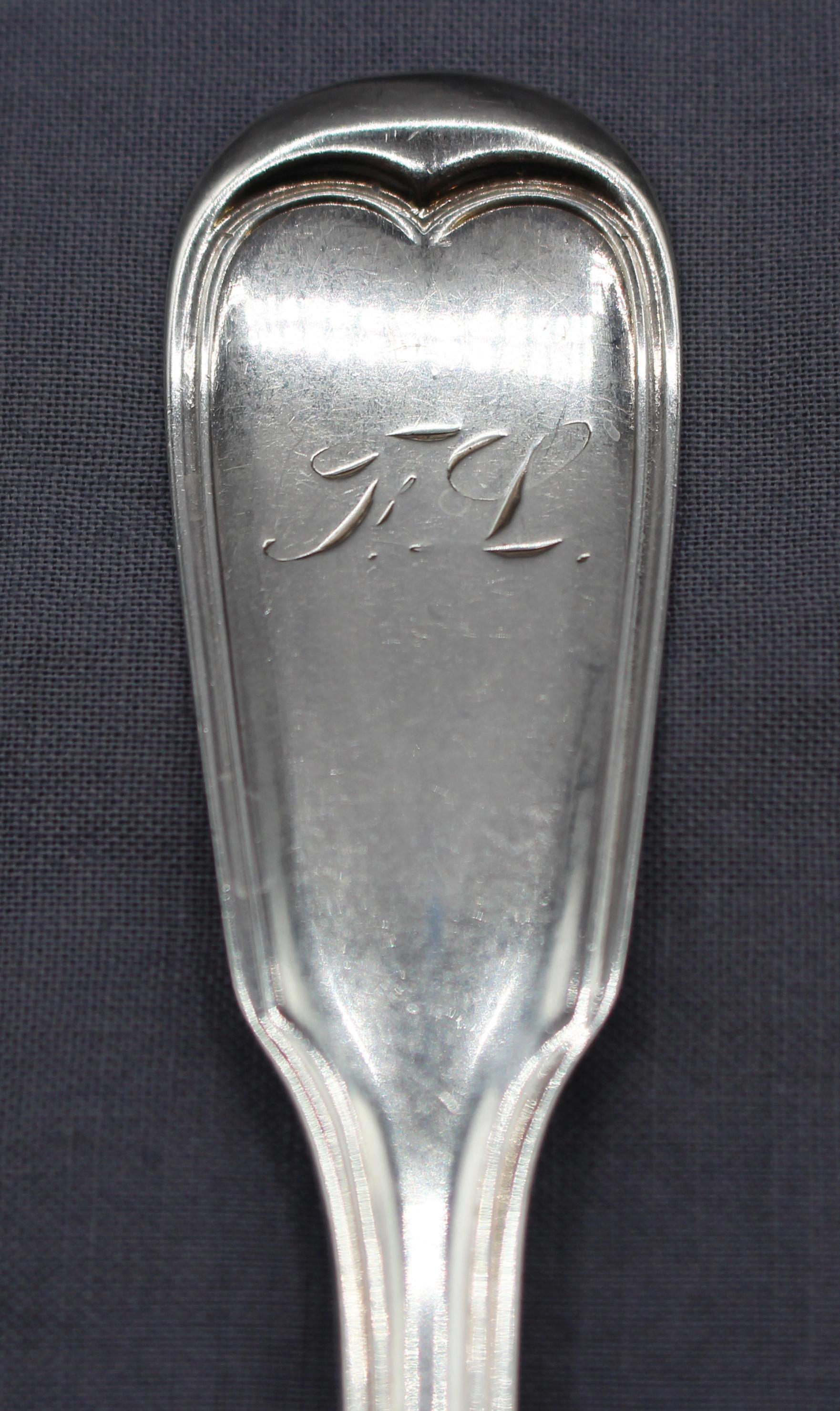 Silver c. 1855-69 Set of 6 German Dinner Forks by L. Victor For Sale