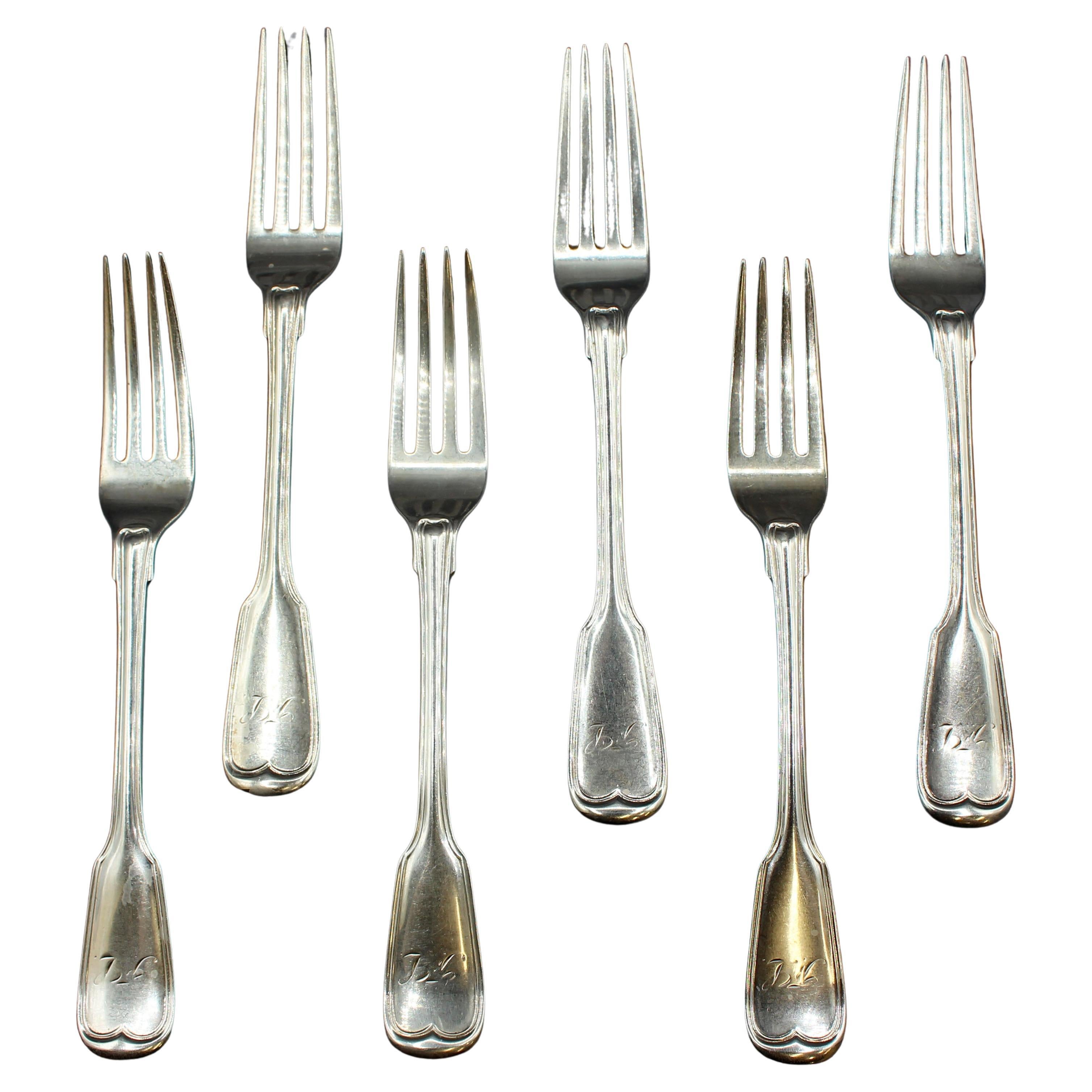 c. 1855-69 Set di 6 forchette da pranzo tedesche di L. Victor