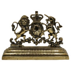 C. 1860-80 English Cast Brass Royal Crest Doorstop