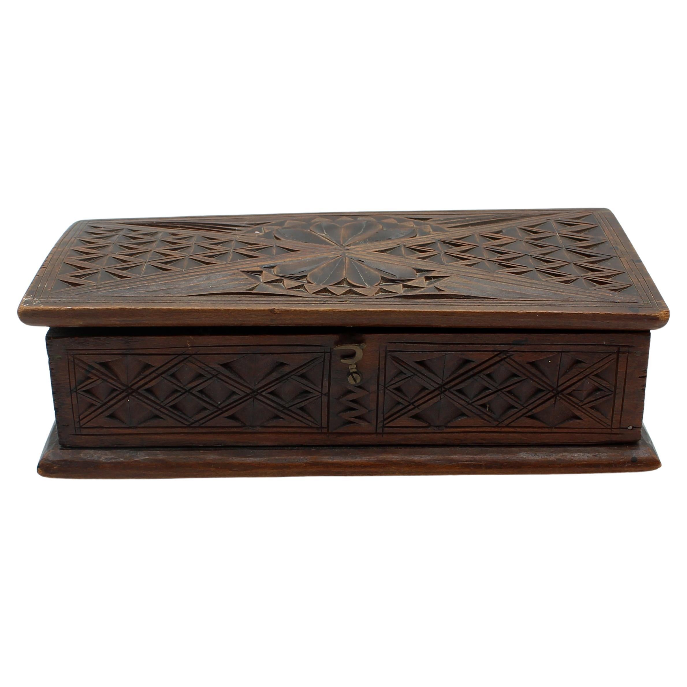 c. 1860-80 Gothic Revival Carved Box