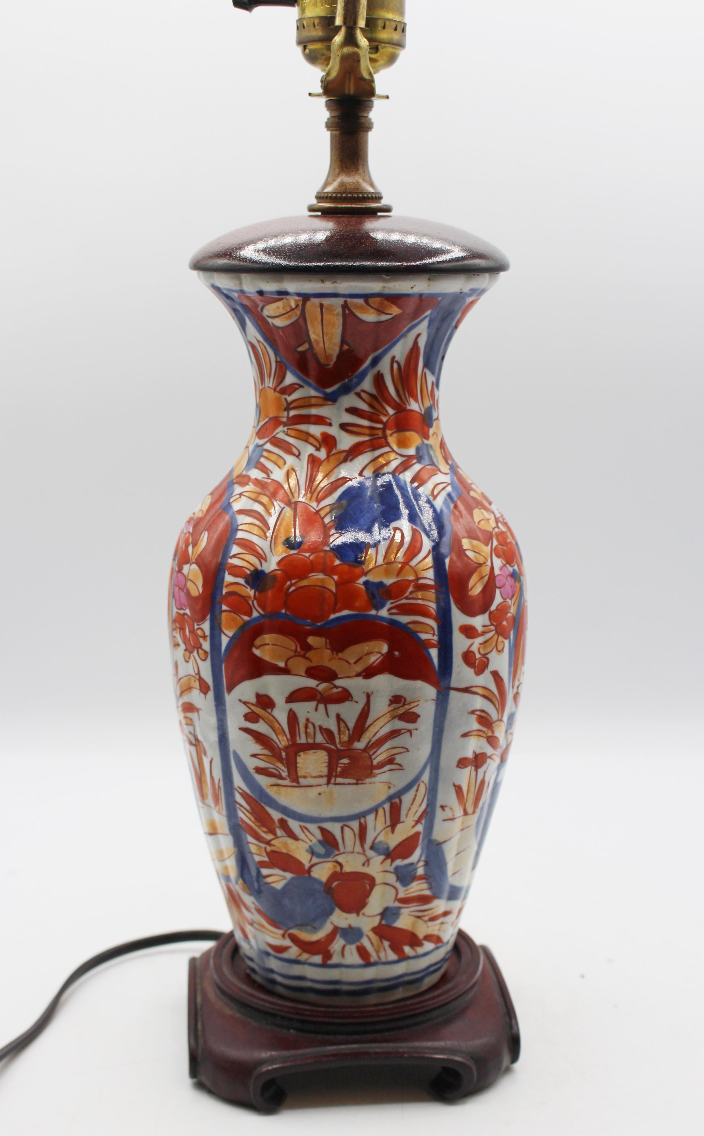 Porcelain C. 1860-80 Pair of Japanese Imari Vases Mounted as Lamps For Sale