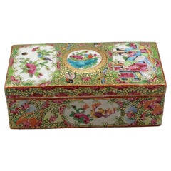 C. 1860 Chinese Export Porcelain Rose Medallion Desk Box