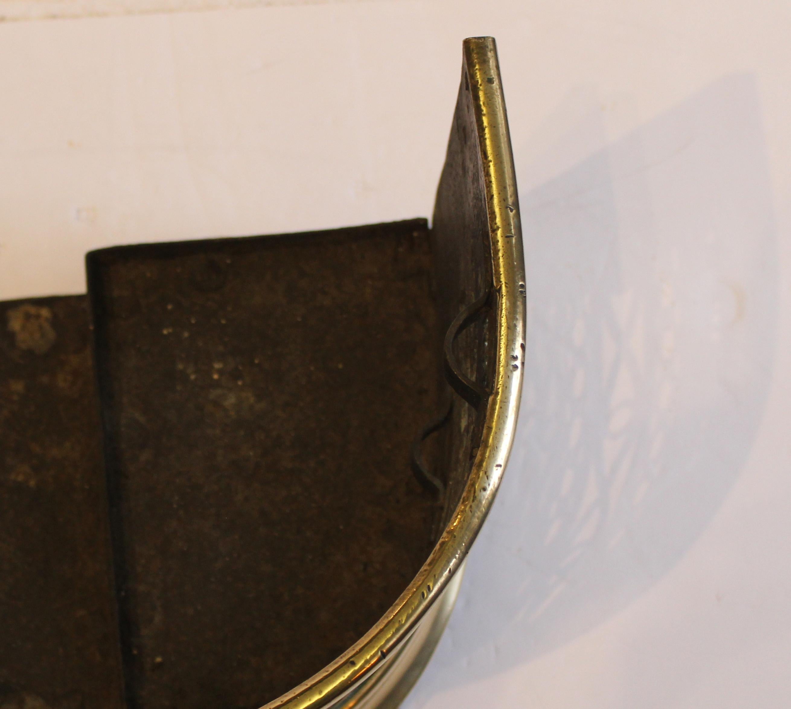 c. 1860 English Brass Fire Fender With Integral Tool Holders 1