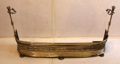 Antique c. 1860 English Brass Fire Fender With Integral Tool Holders