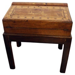 c. 1860 Swedish Travel or Lap Desk on Custom Made Side Table Stand