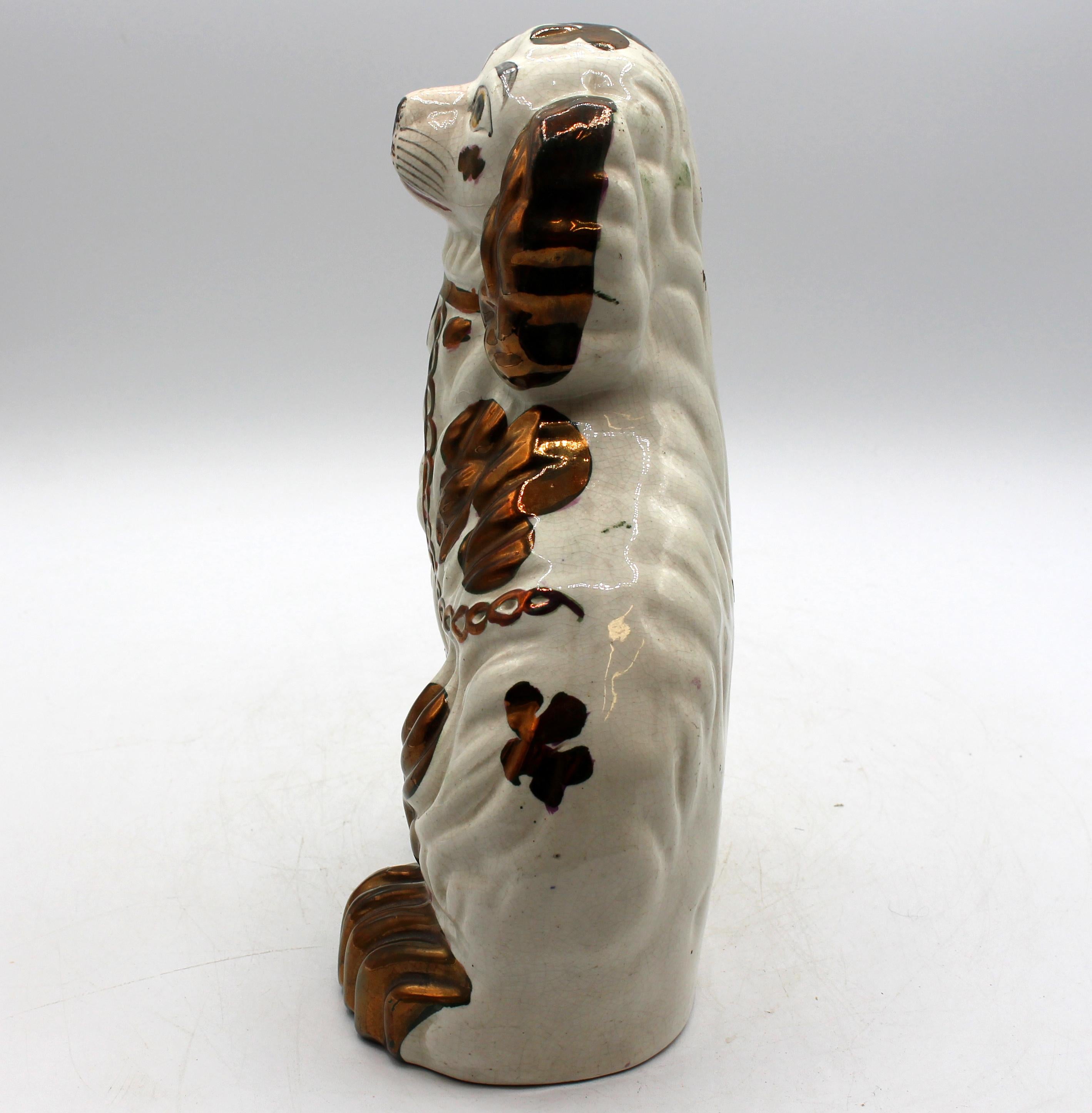 Victorian C. 1860s-70s Copper Luster Staffordshire King Charles Spaniel For Sale