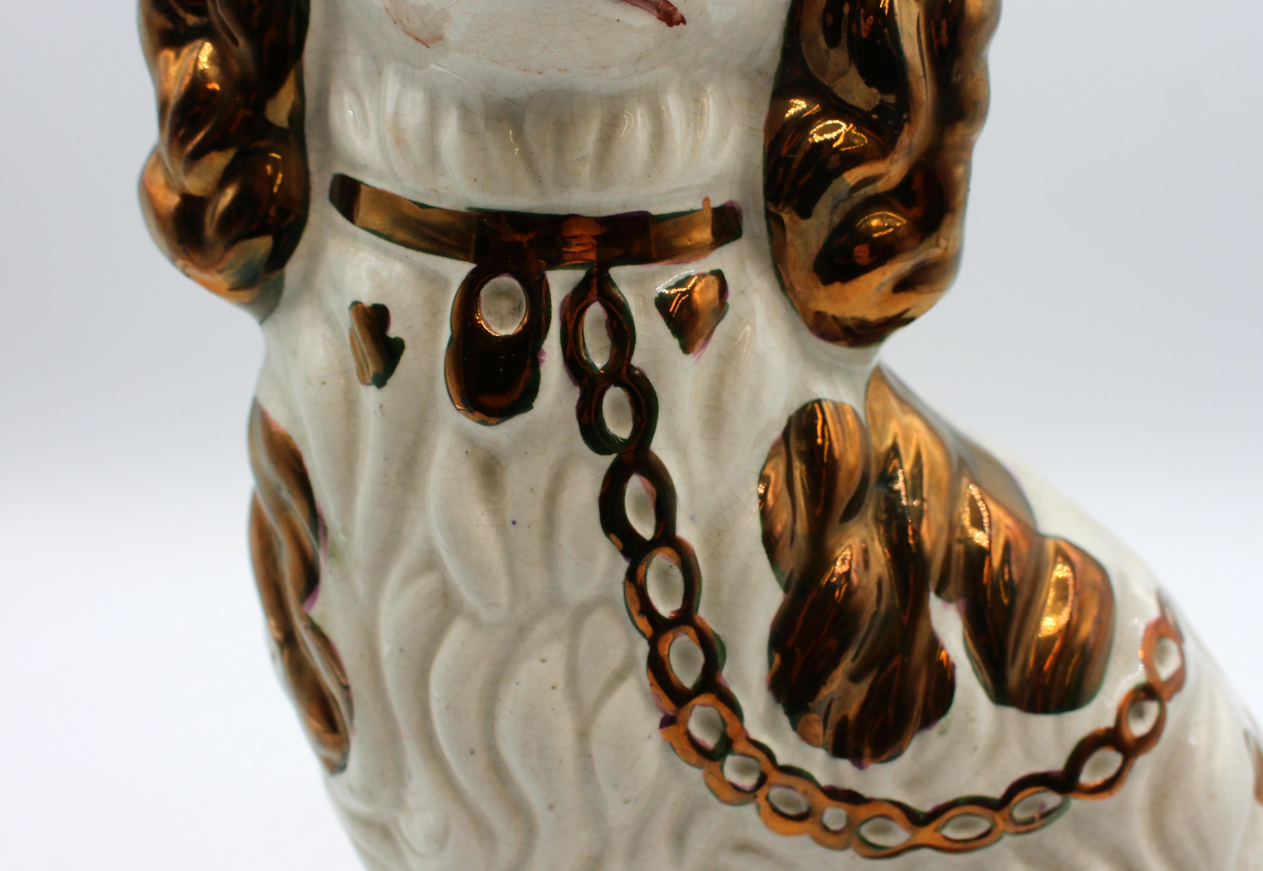 Porcelain C. 1860s-70s Copper Luster Staffordshire King Charles Spaniel For Sale