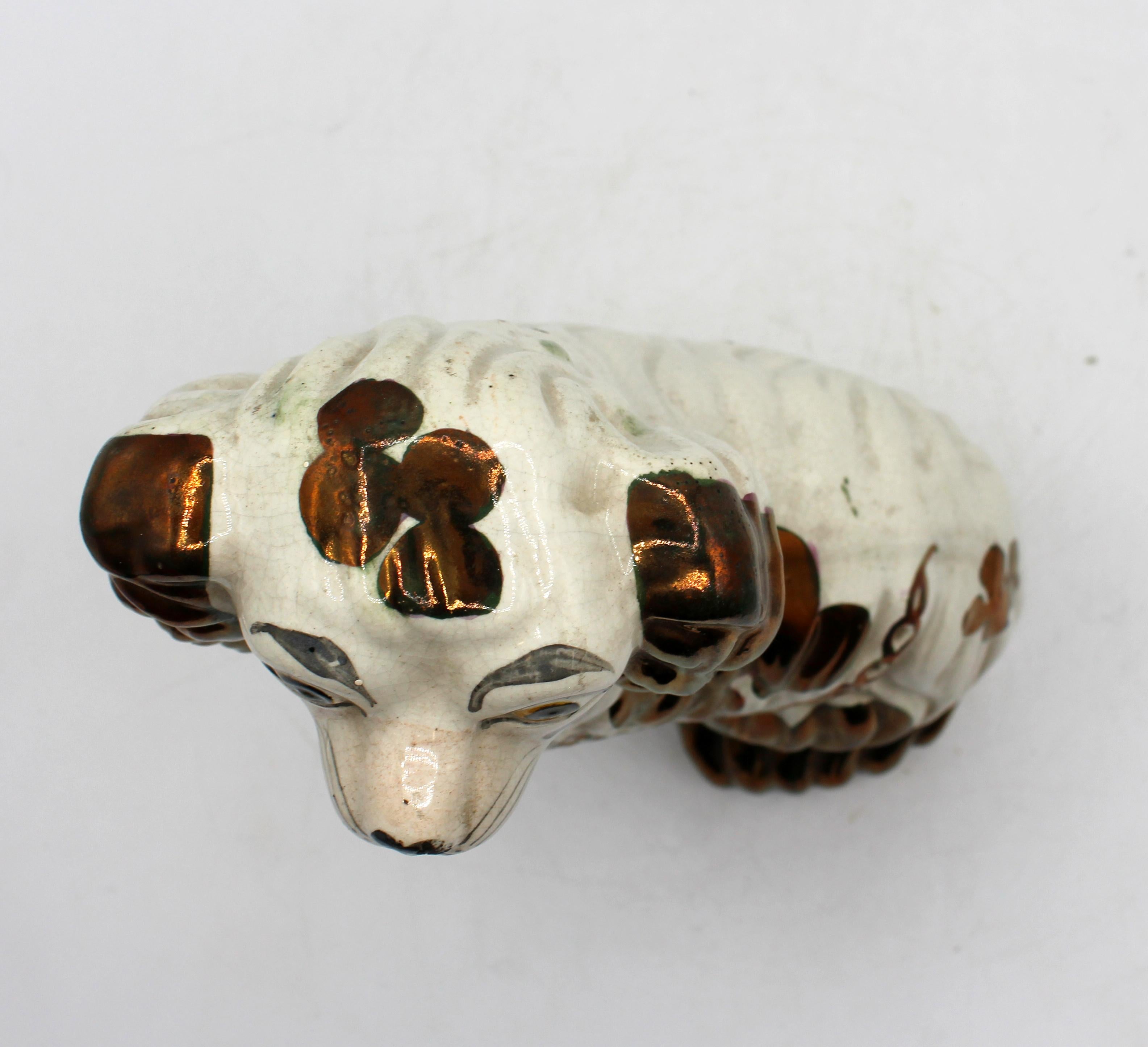 C. 1860s-70s Copper Luster Staffordshire King Charles Spaniel For Sale 1