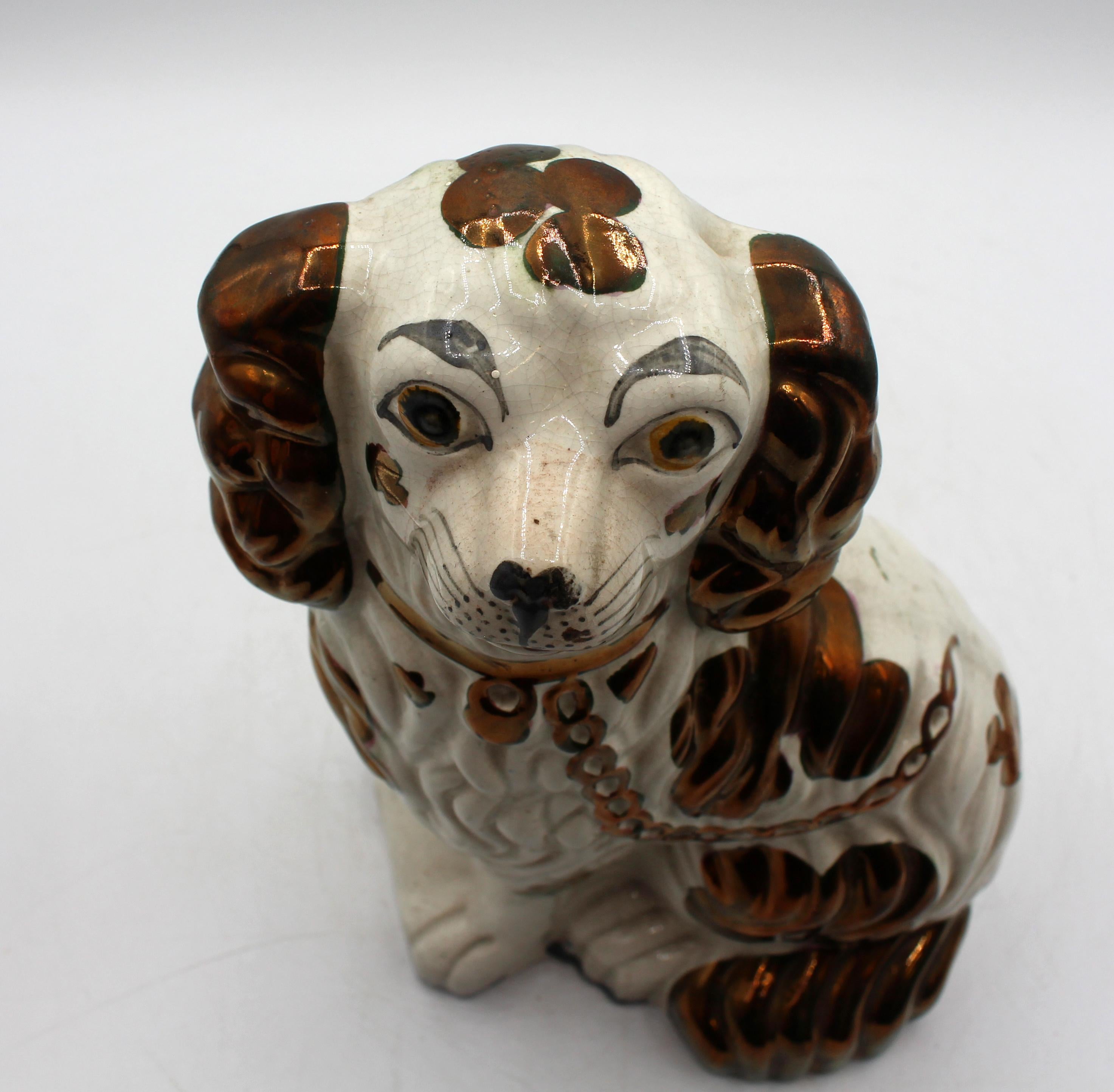 C. 1860s-70s Copper Luster Staffordshire King Charles Spaniel For Sale 2
