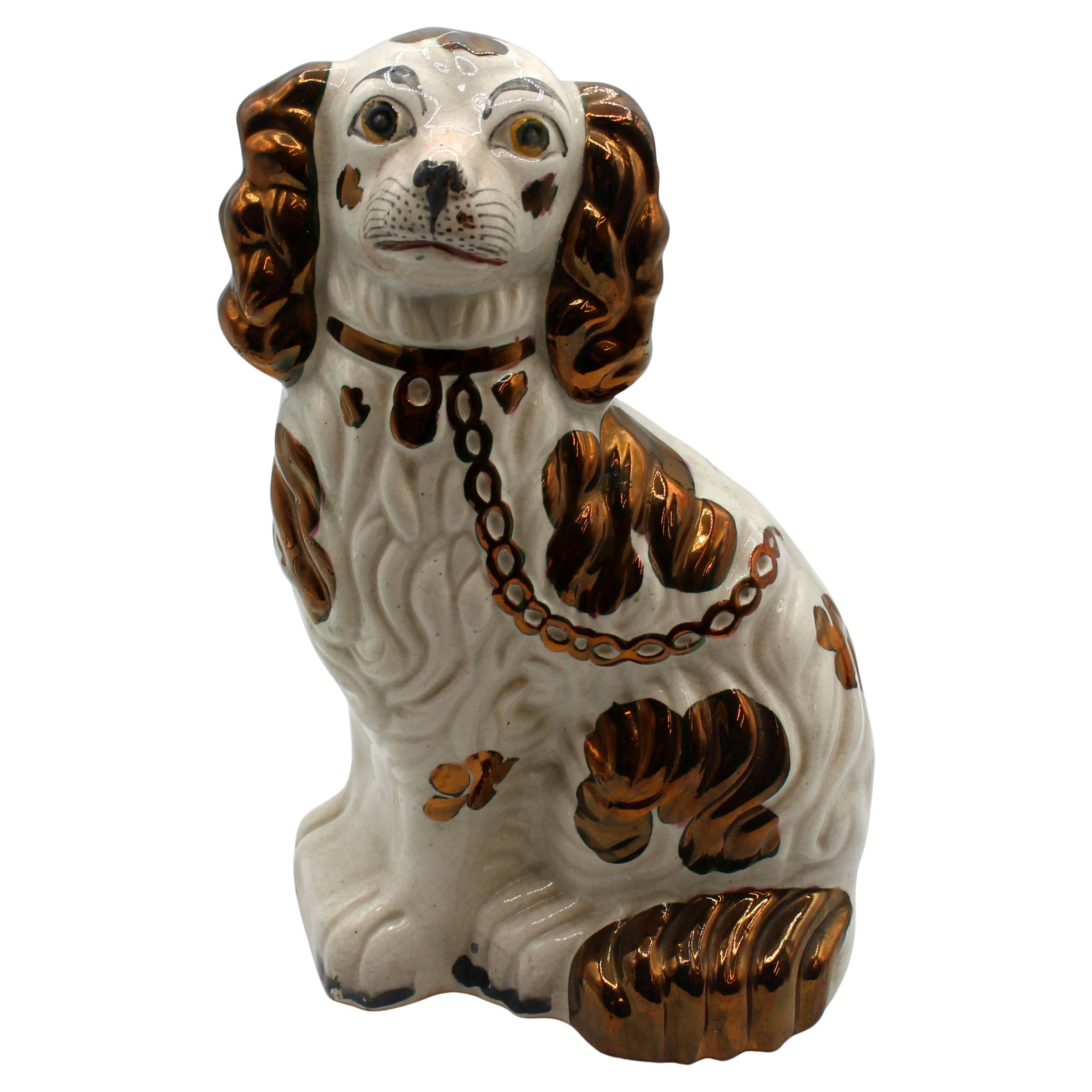 C. 1860s-70s Copper Luster Staffordshire King Charles Spaniel