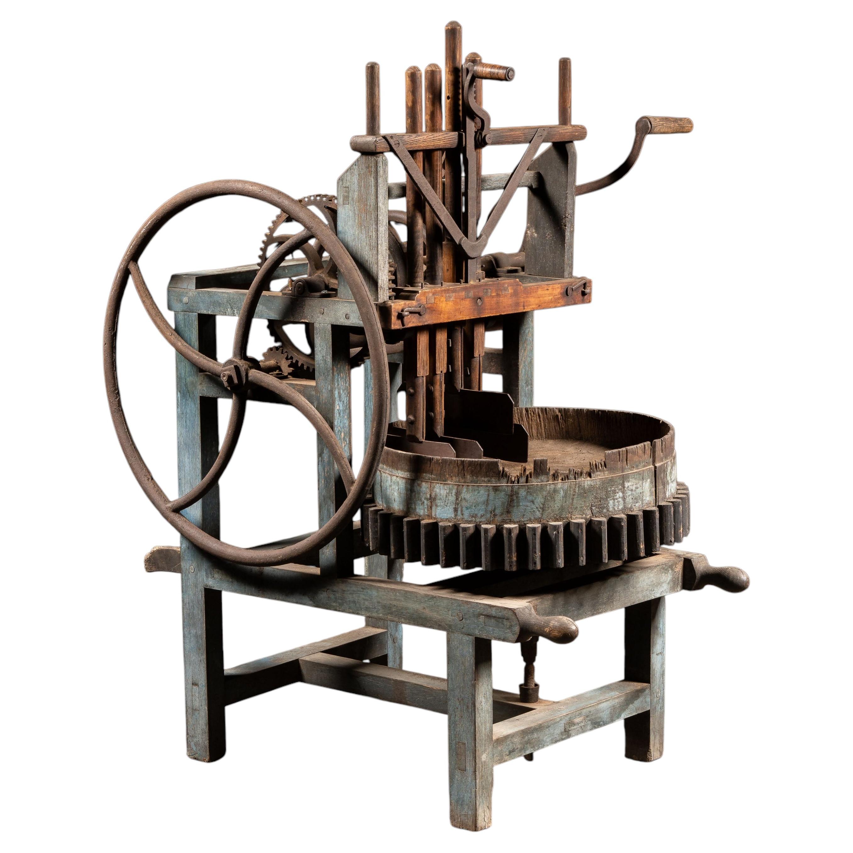 c. 1860s Rotating Wood and Cast Iron Meat Chopper