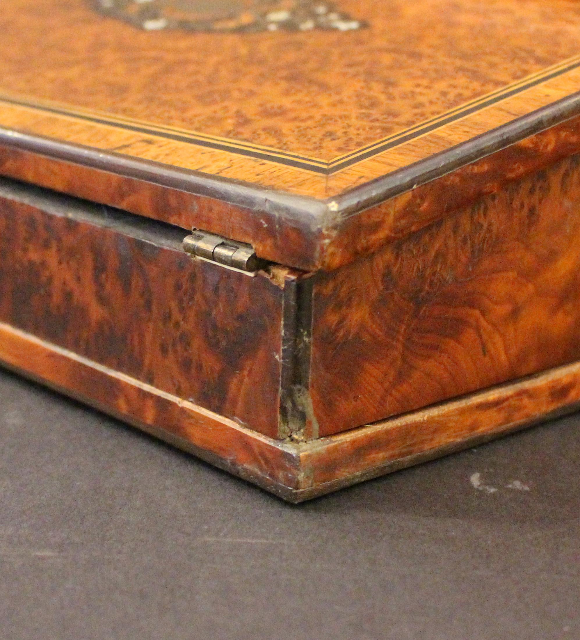 c. 1865 French Napoleon III Table Top Writing Desk Box For Sale 5