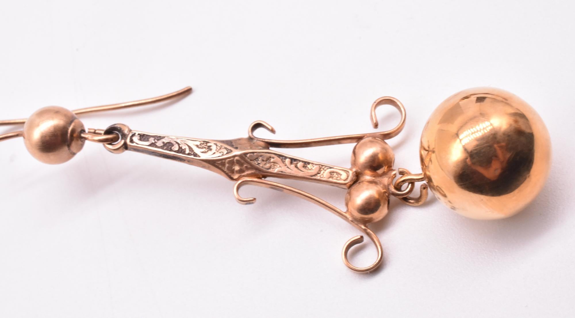Victorian Antique Rose Gold Ball Earrings, circa 1870
