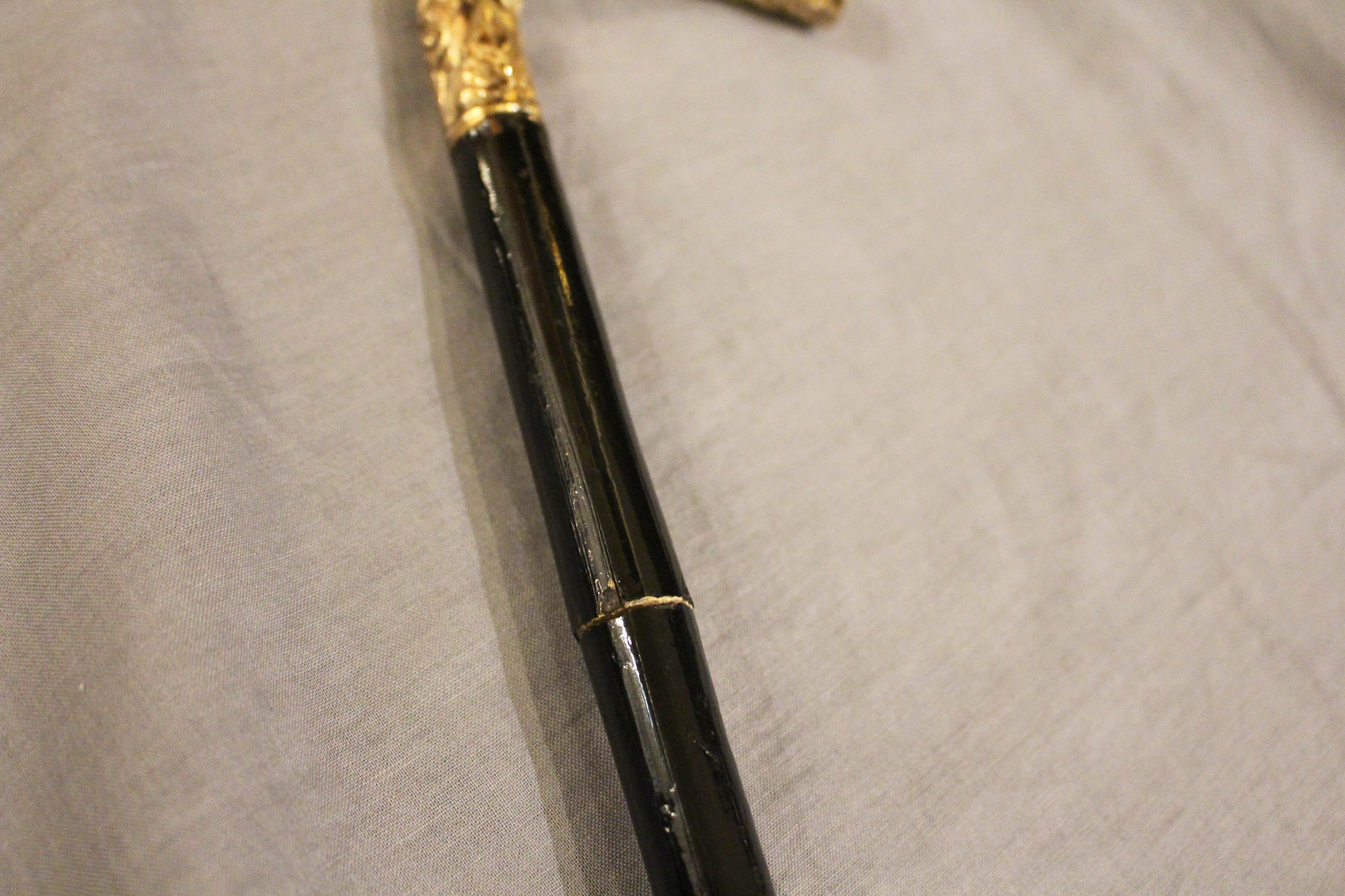 Gold C. 1870s English Victorian Ladies Walking Stick For Sale