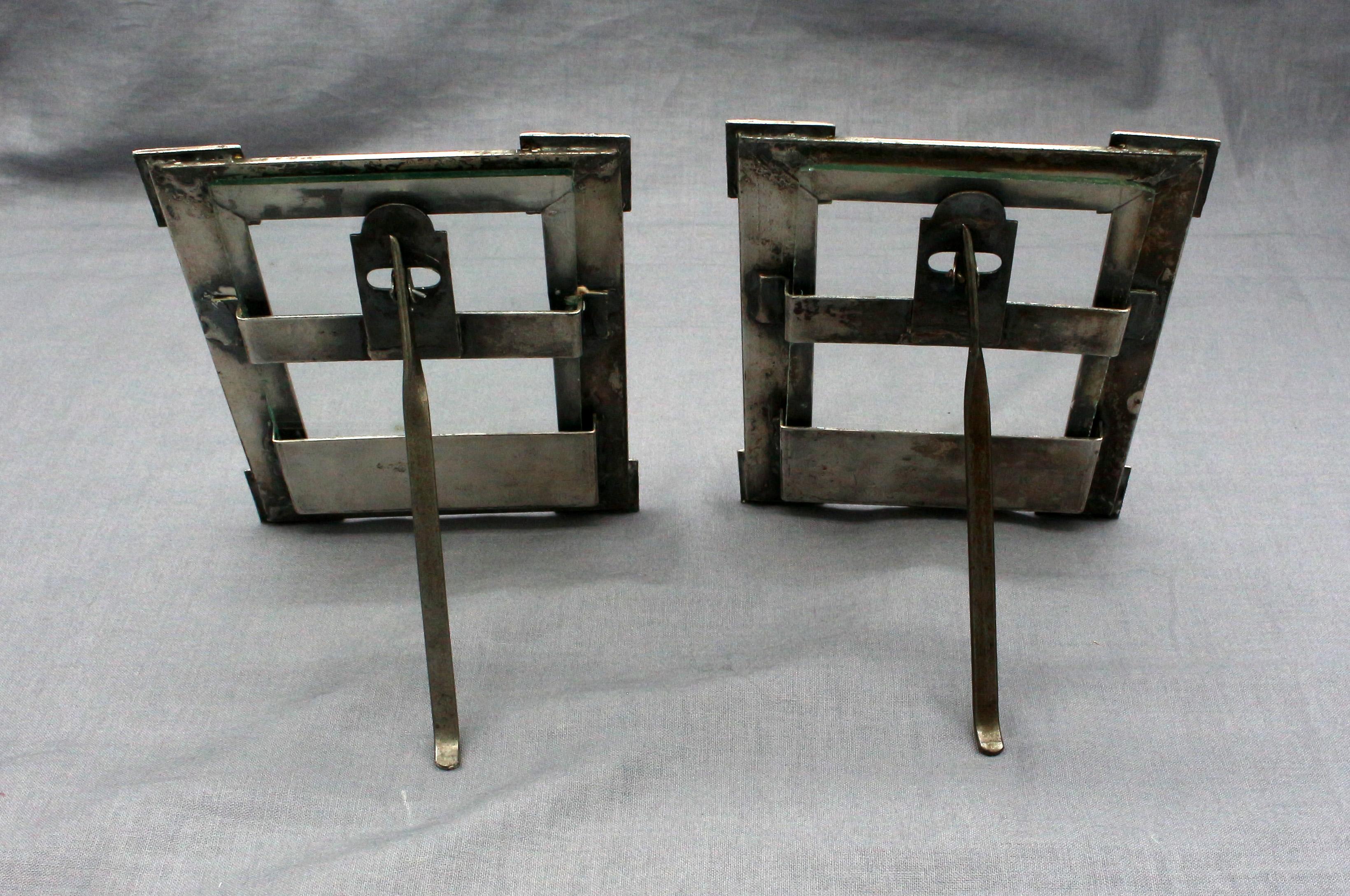 Arts and Crafts c. 1880-1920 Pair of Silver & Silver on Copper Picture Frames For Sale