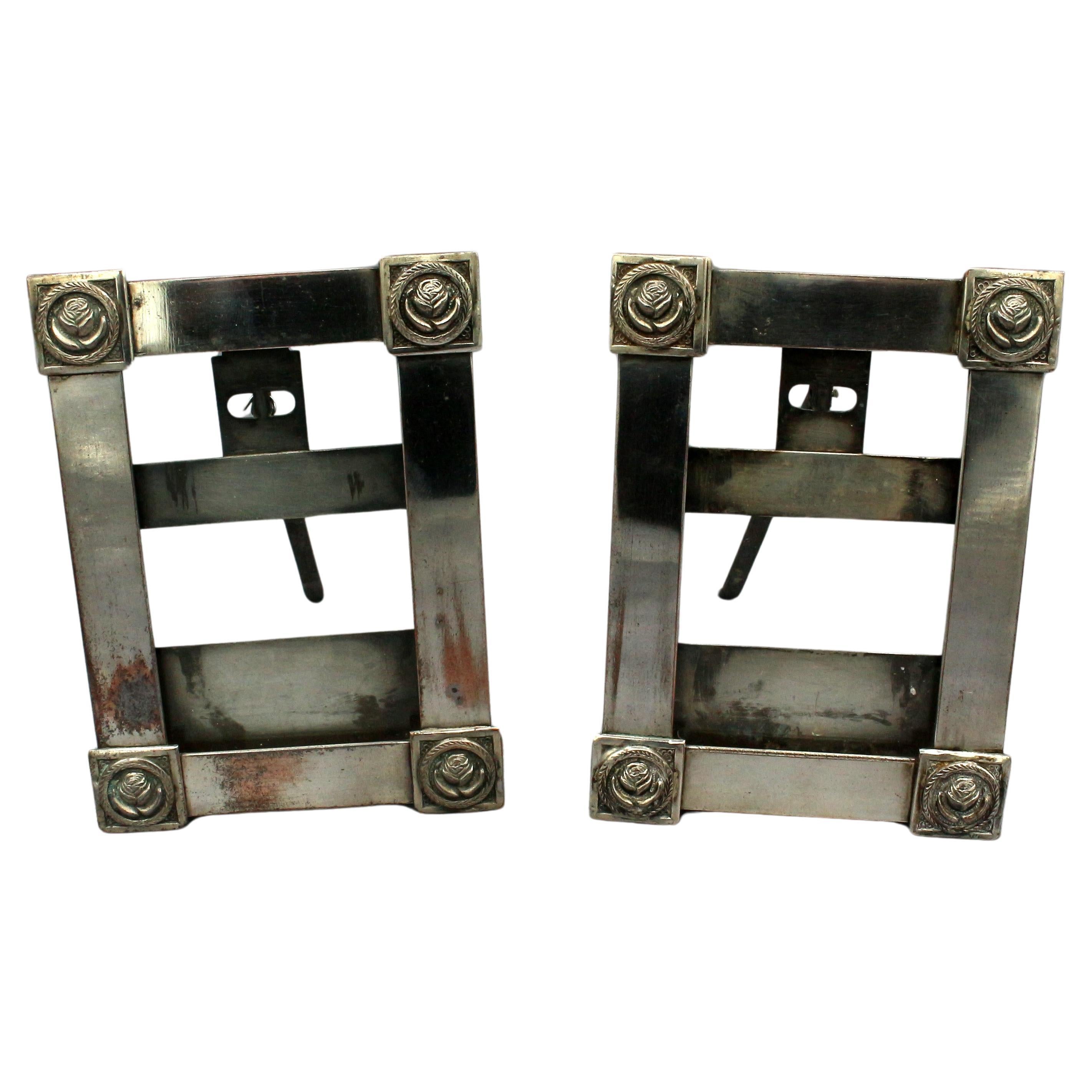 c. 1880-1920 Pair of Silver & Silver on Copper Picture Frames For Sale