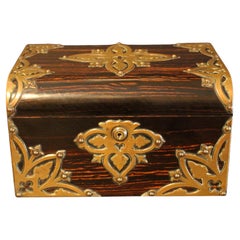 c. 1880 English Coromandel Brass Mounted Jewelry Box