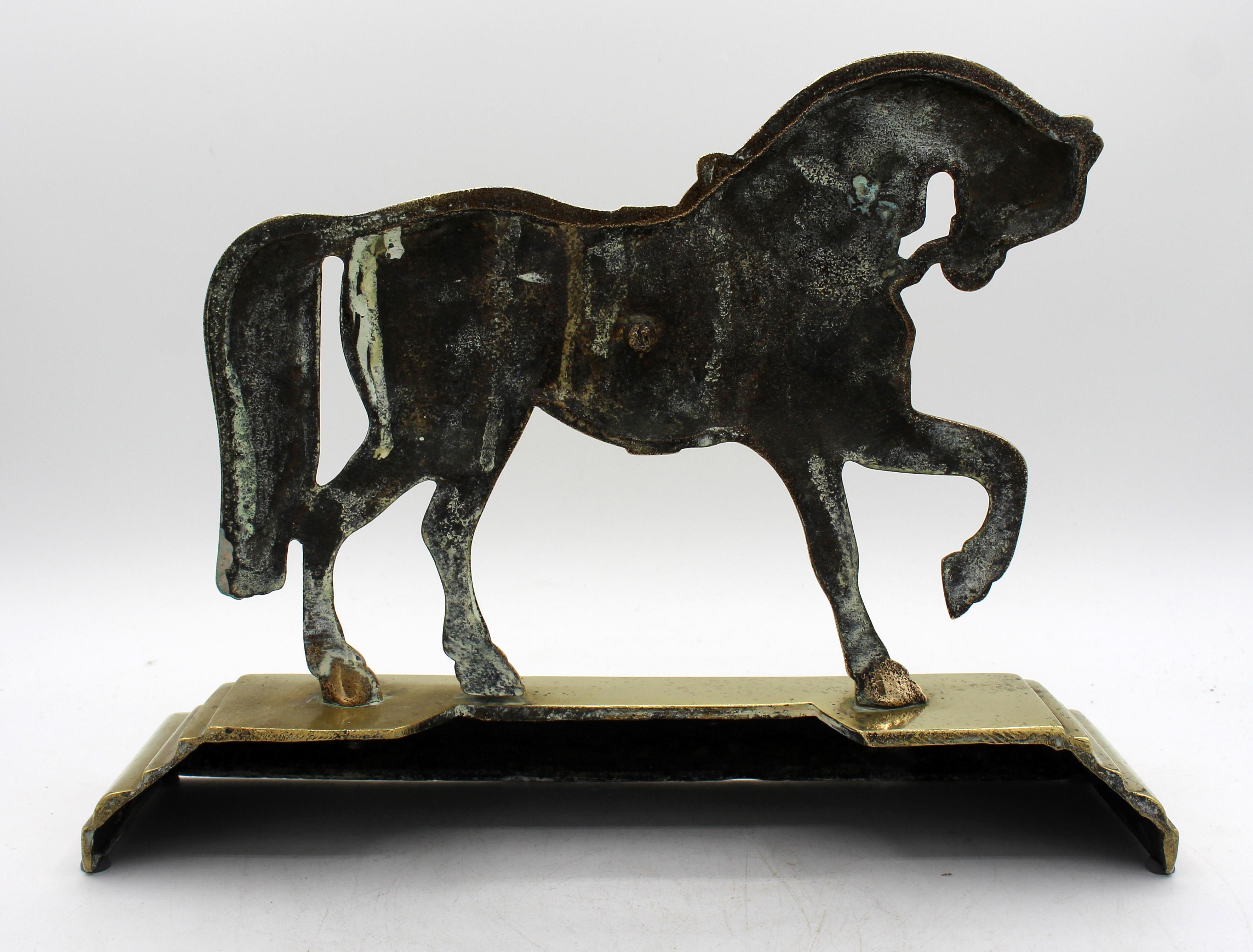 Anglais C. 1880 Pair of English Brass Horse Doorstops en vente