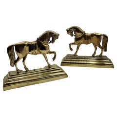 C. 1880 Pair of English Brass Horse Doorstops