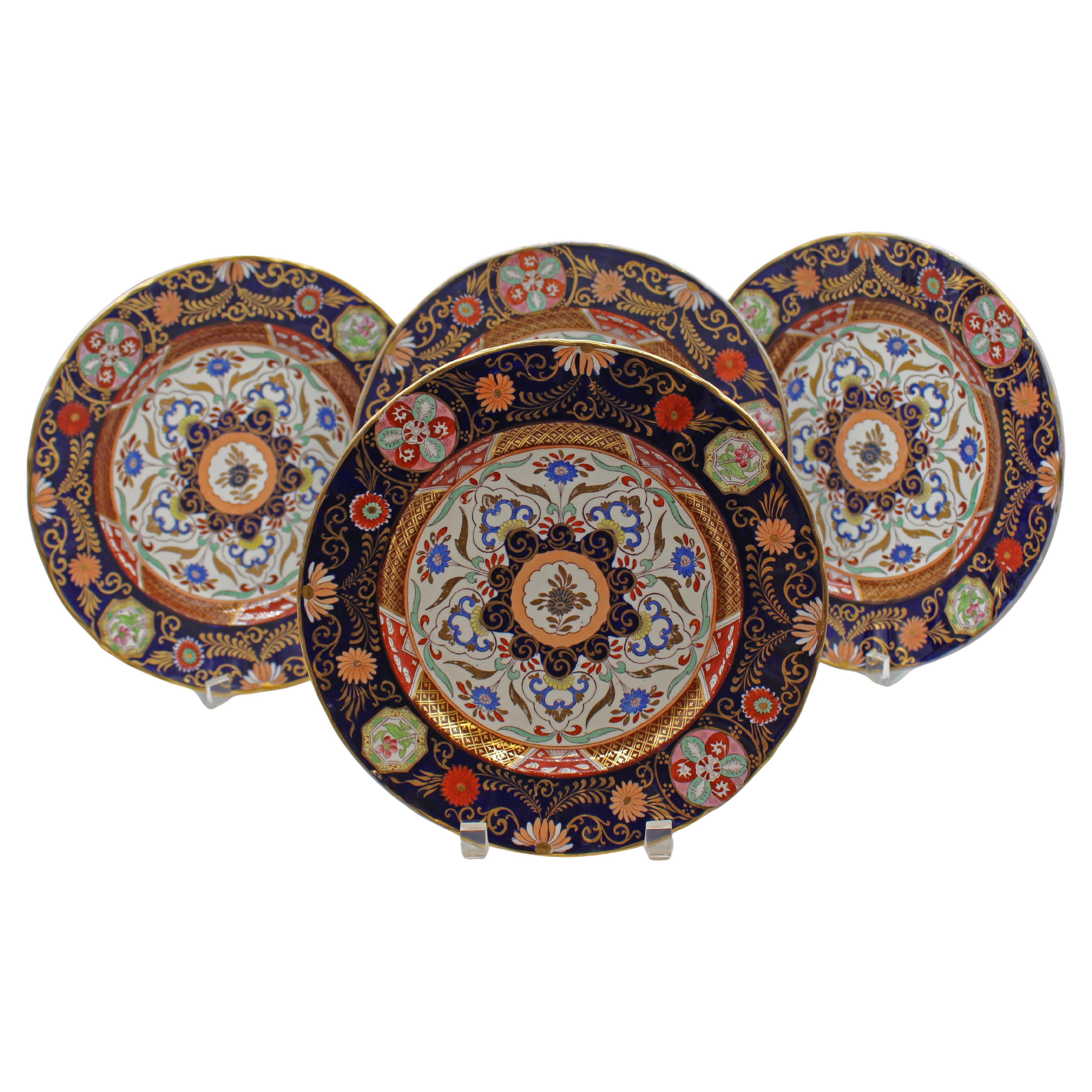 C. 1880 Set of 4 Highly Decorative Mason
s/Ashworth Ironstone Plates