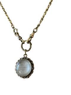 c. 1880 Victorian 14K Gold-Filled Watch Chain Choker with Rock Crystal Locket