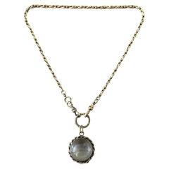 c. 1880 Victorian 14K Gold-Filled Watch Chain Choker with Rock Crystal Locket