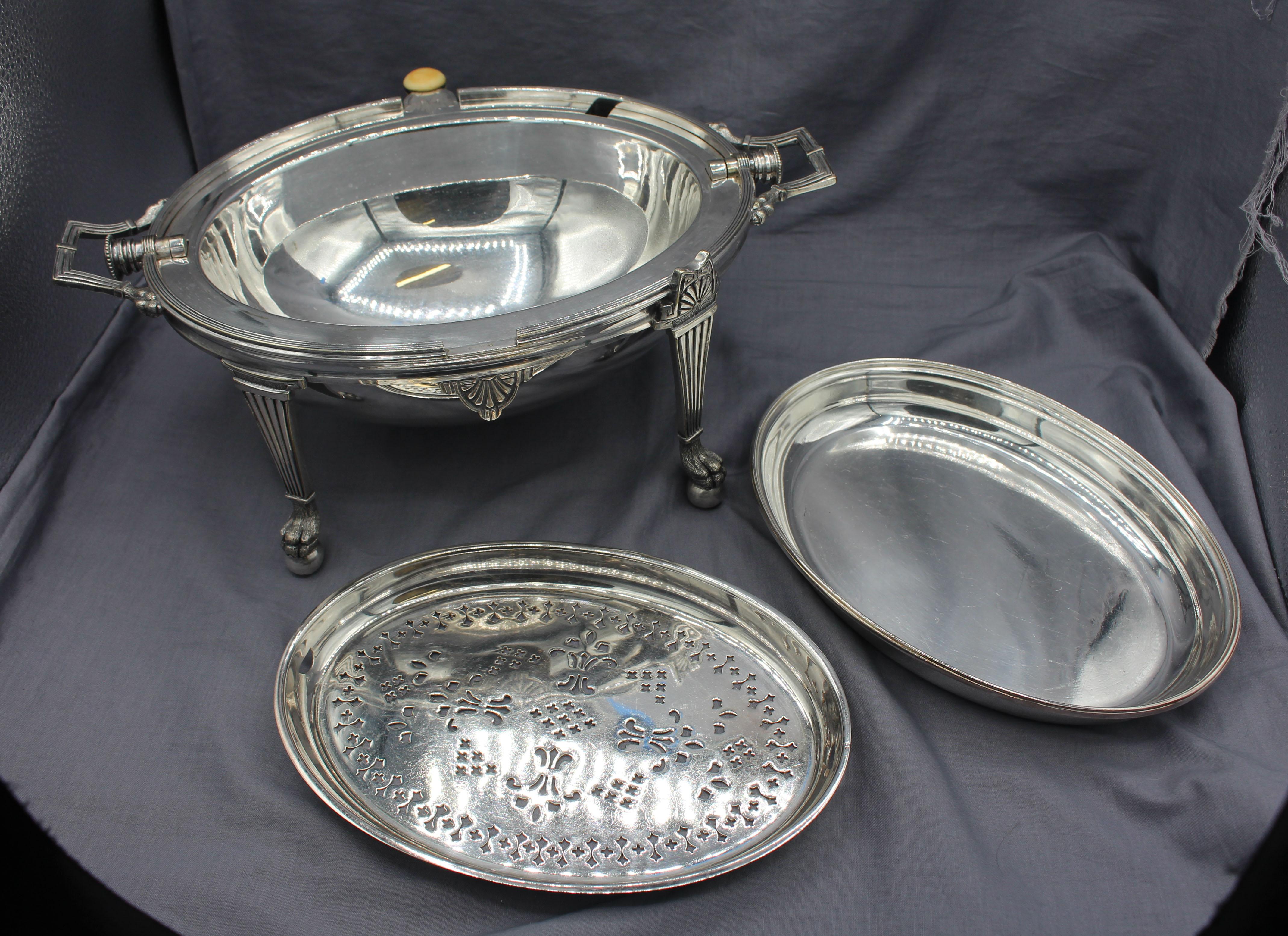 c. 1880er Jahre Ägyptische Revive Englisch Revolving Hunt Tureen (Silber) im Angebot