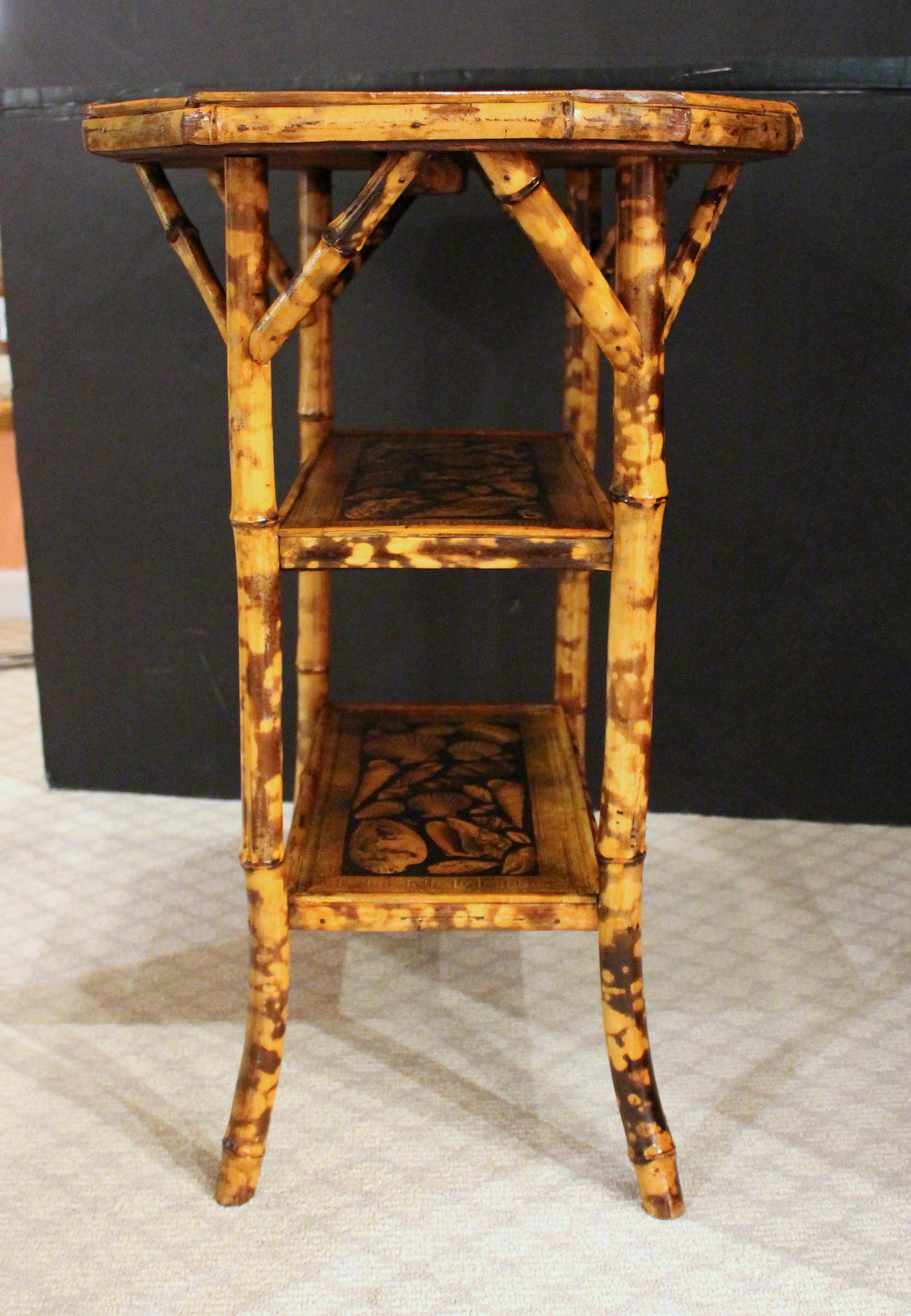c. 1880s English Bamboo Three Tier Side Table In Good Condition In Chapel Hill, NC